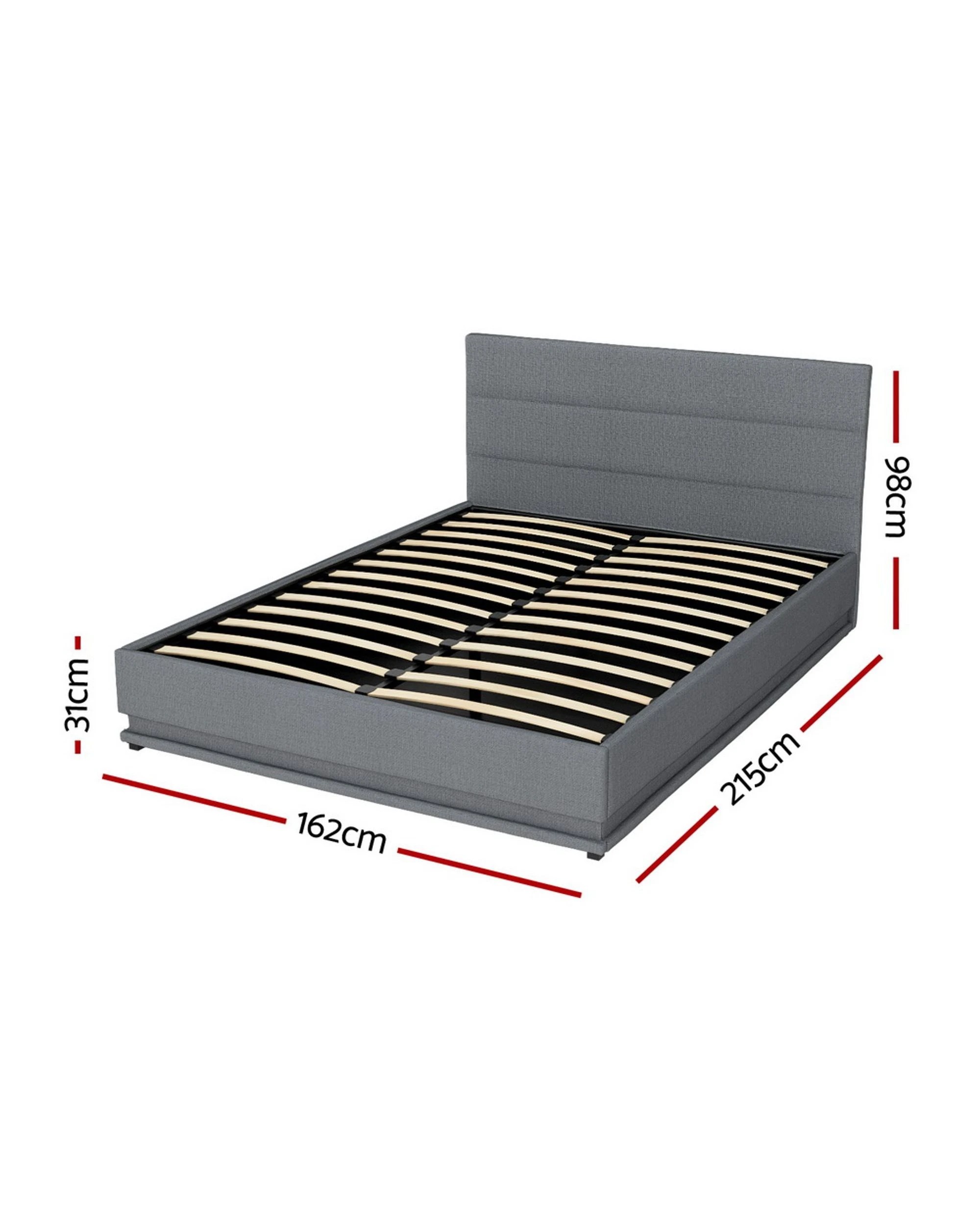 2 Artiss Bed Frame Queen Size LED Gas Lift  LUMI - Grey, 2 of 7