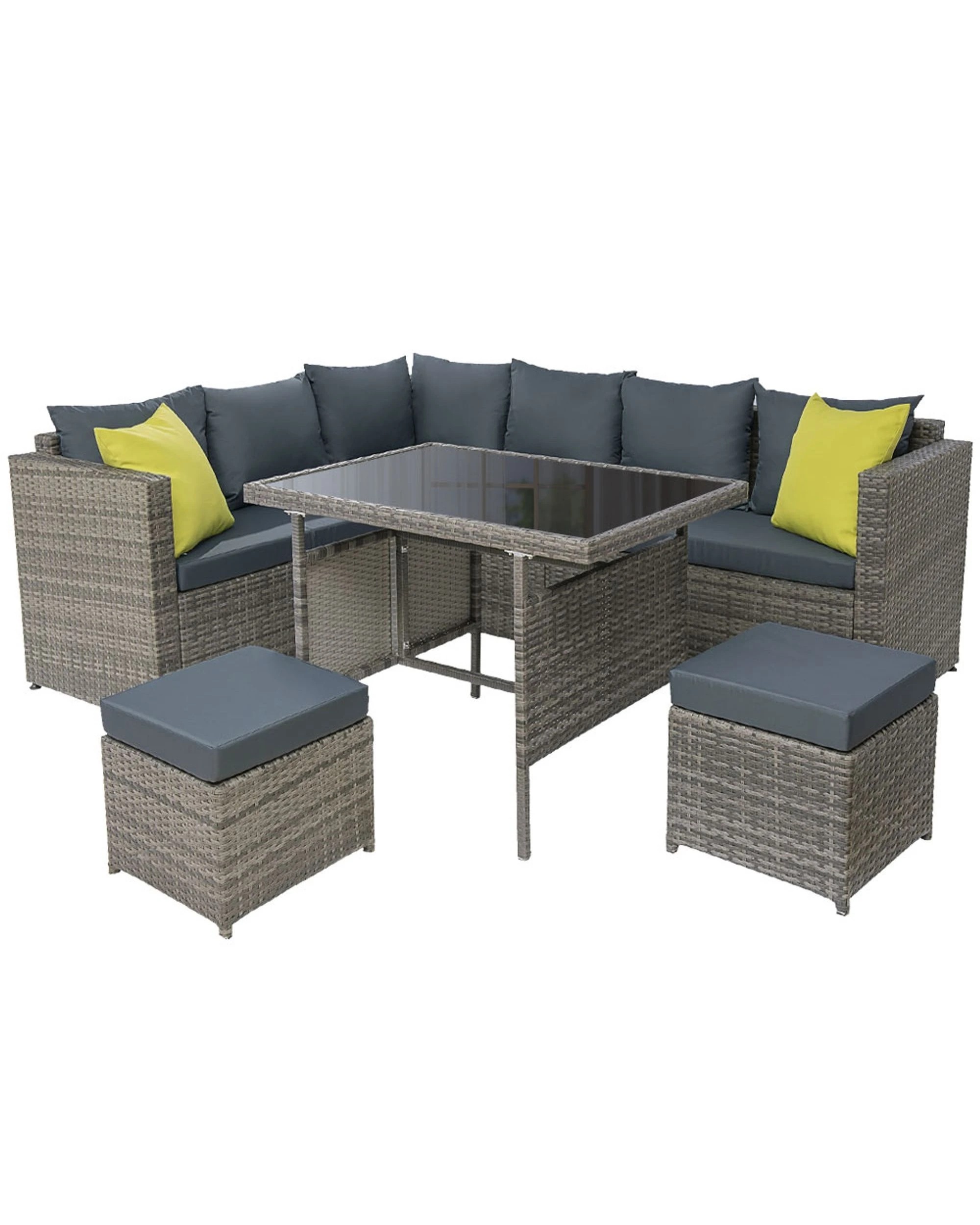 1 Gardeon Outdoor Dining Set Aluminum Table Chairs Wicker Setting Grey - Grey, 1 of 7