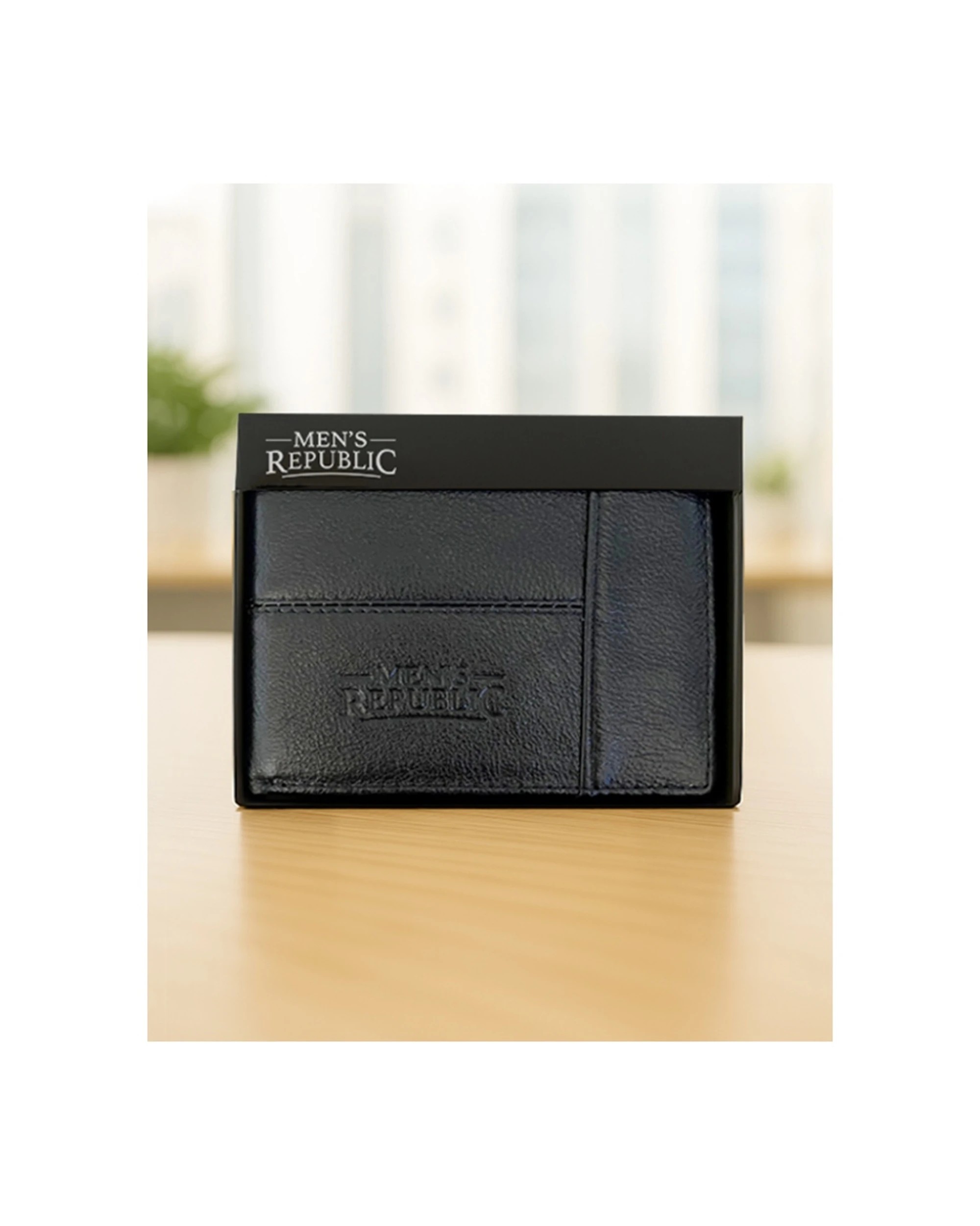 5 Mens Republic Leather Wallet Genuine Leather Modern Design - Black, 5 of 5