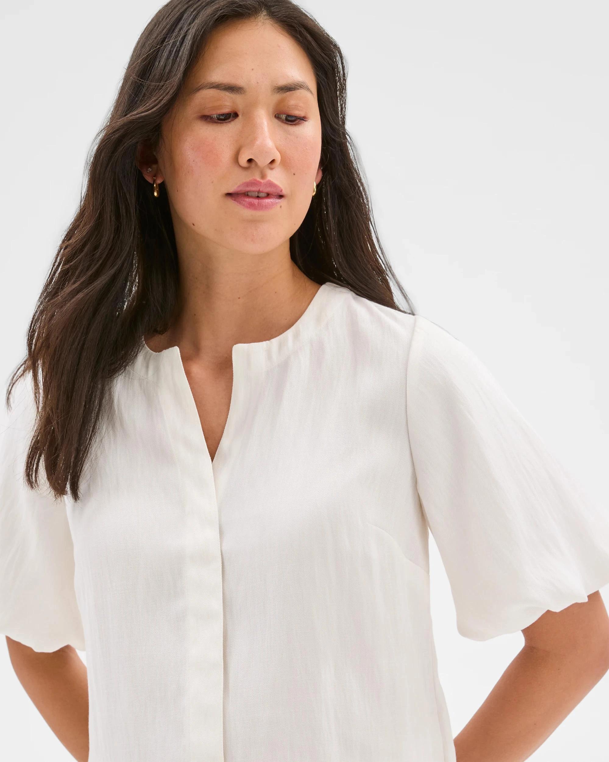 4 Puff Sleeve Blouse - Preview CLOUD DANCER, 4 of 6