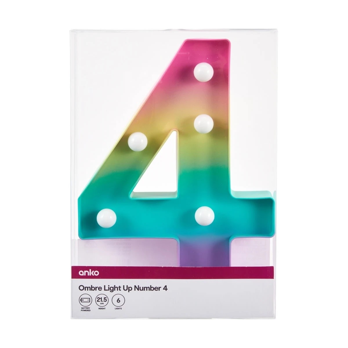 4 Ombre Light Up Number - 4, 4 of 5