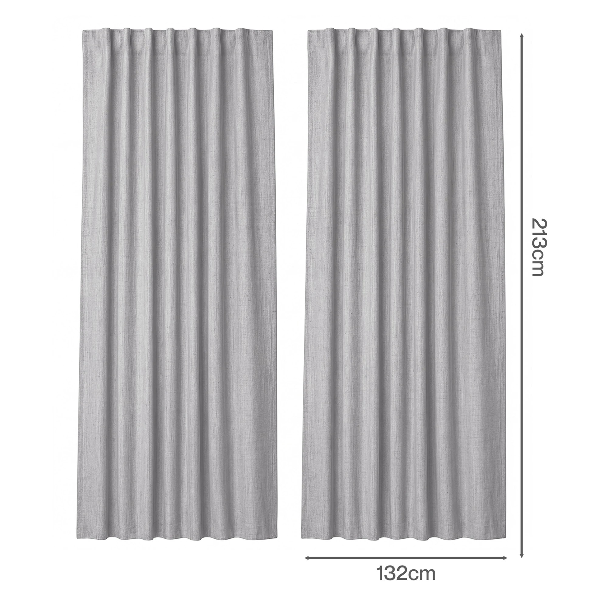 3 Marlow Linen Curtains Blackout Thermal Eyelet Drape Set Bedroom Light Grey, 3 of 8