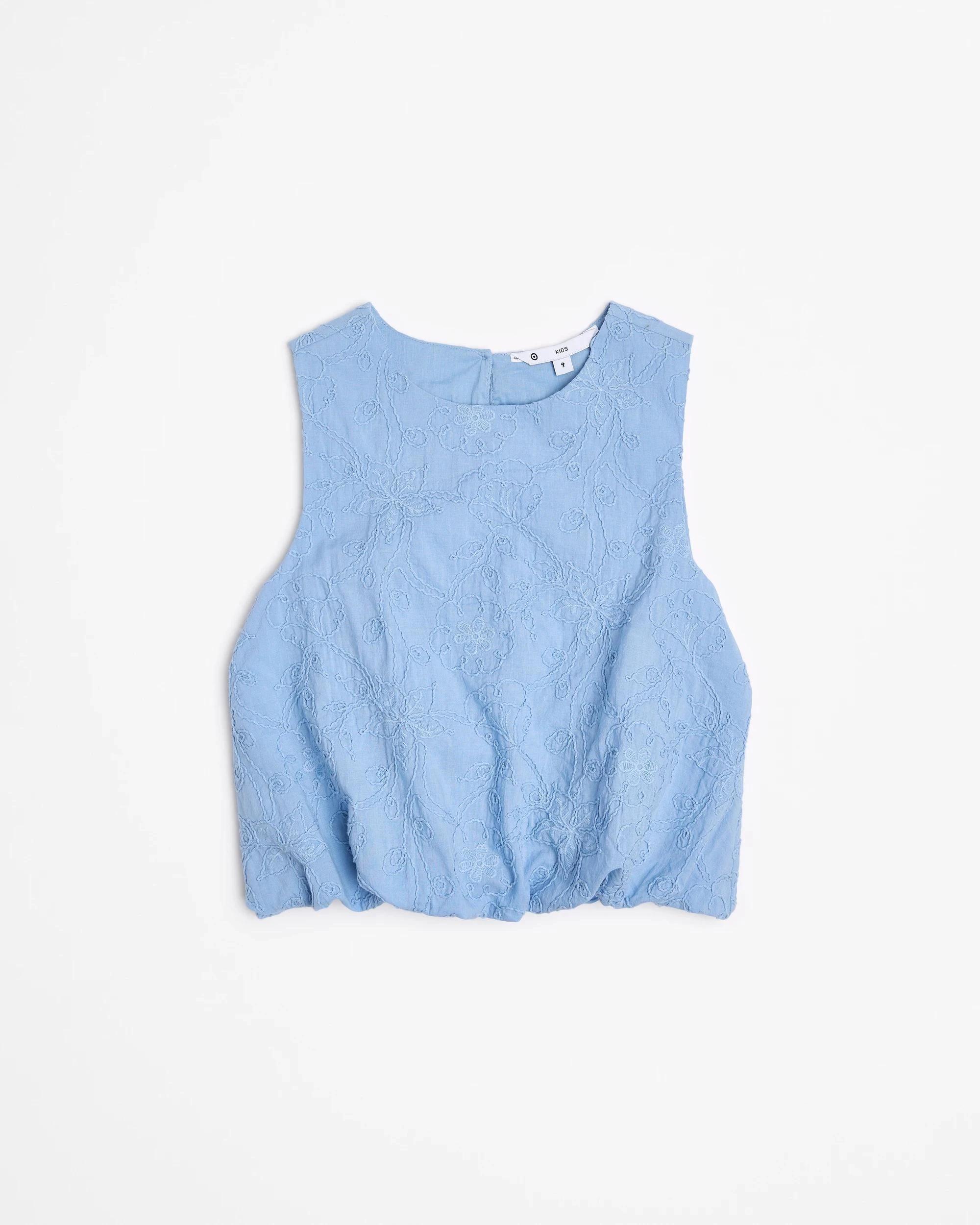 4 Target Bubble Hem Embroidered Tank Top BLUE, 4 of 7