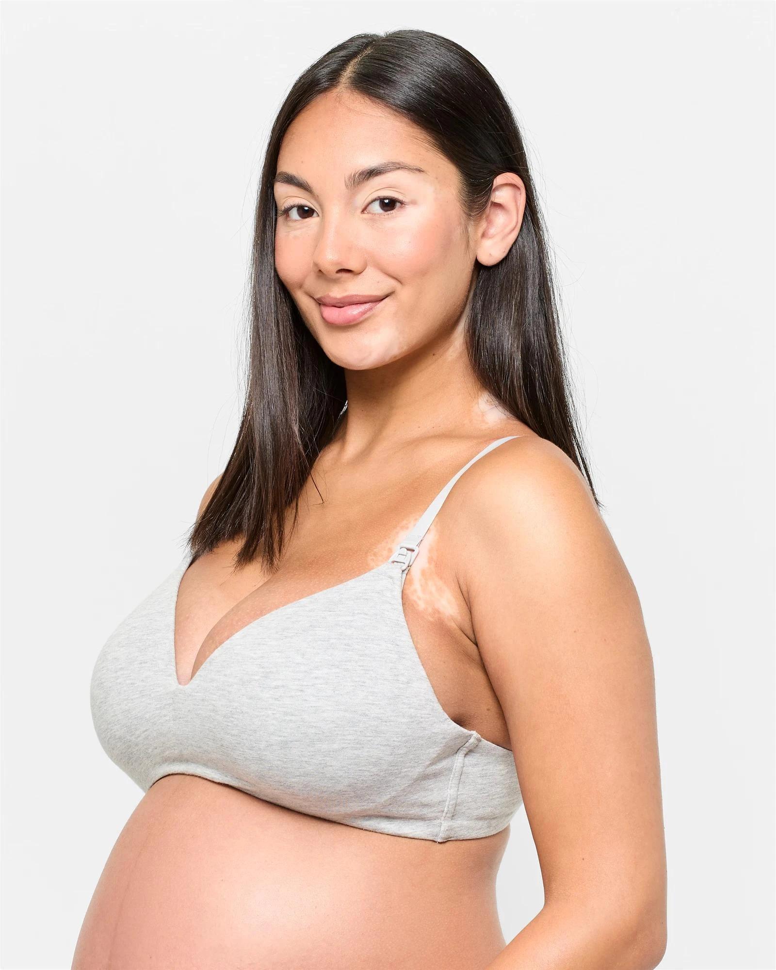 3 Target Maternity Organic Cotton 2 Pack Wirefree T-Shirt Bras SOFT ROSE/GREY MARLE, 3 of 5