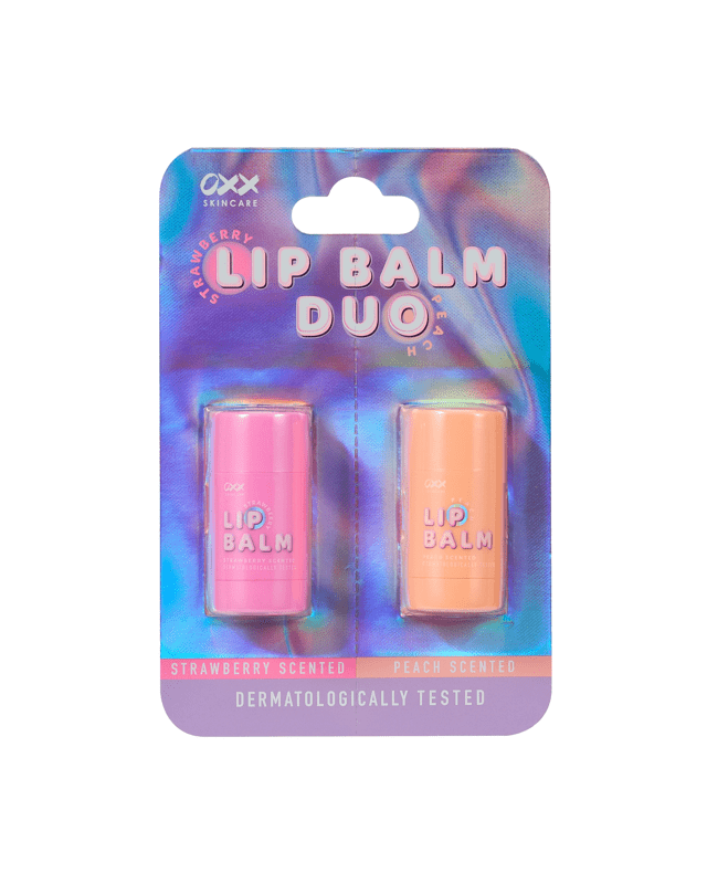 OXX Skincare Lip Balm Duo - Strawberry and Peach Sce