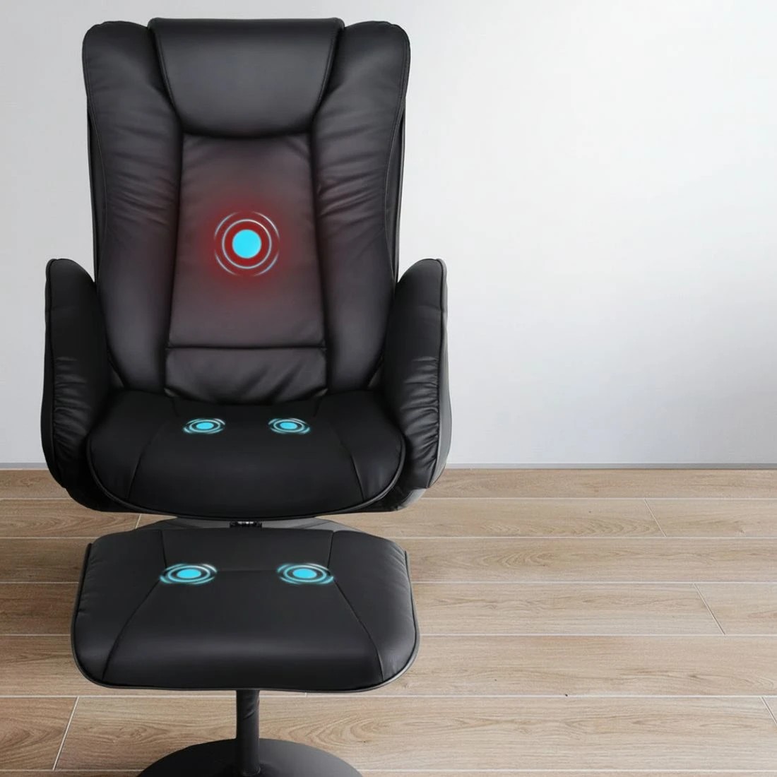 4 Artiss 2X Recliner Chair Ottoman Heated Massage - Black, 4 of 5