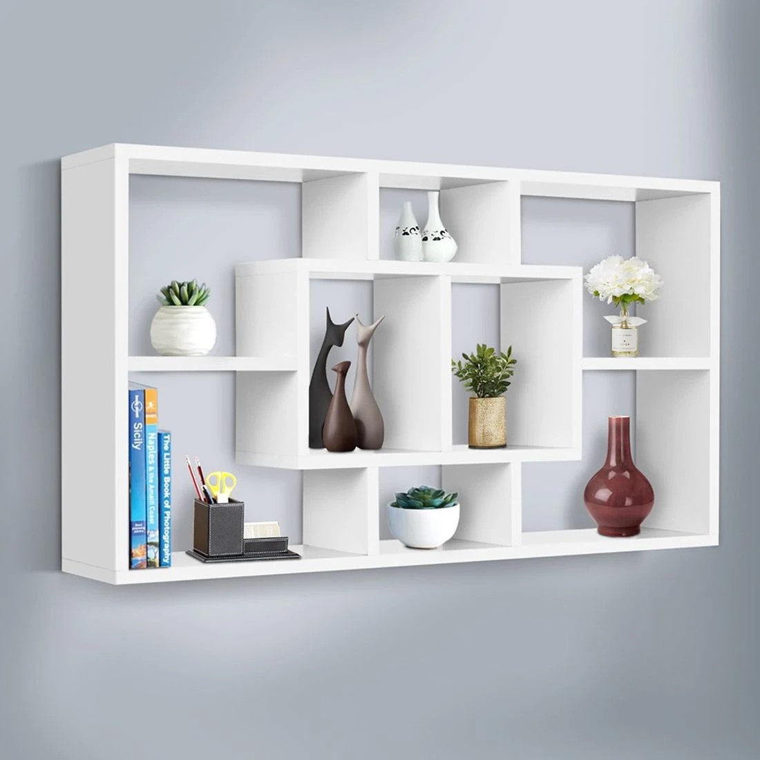 3 Artiss Floating Wall Shelves Bookshelf Display Storage Space Saving Modern Decor Easy Install Sturdy - White, 3 of 7