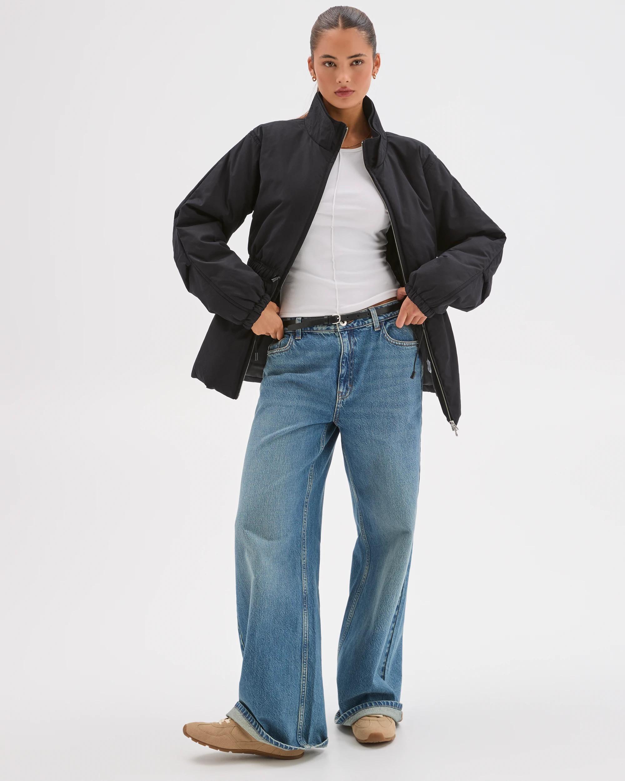 3 Lily Loves Australian Cotton Blend Cinched Puffer Jacket BLACK, 3 of 8