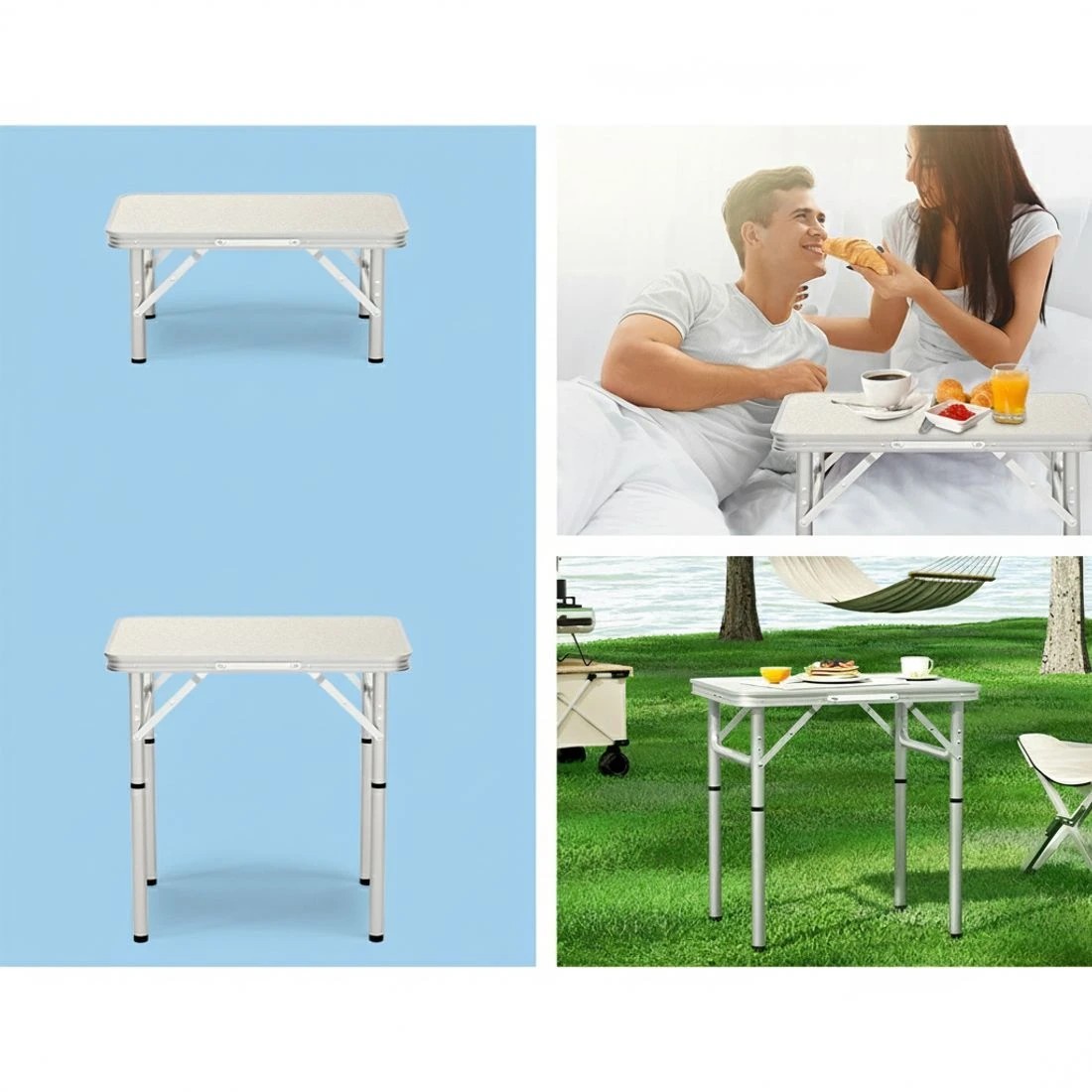 6 Weisshorn Folding Camping Table 60CM Adjustable Portable Outdoor Picnic Desk - Multi, 6 of 8