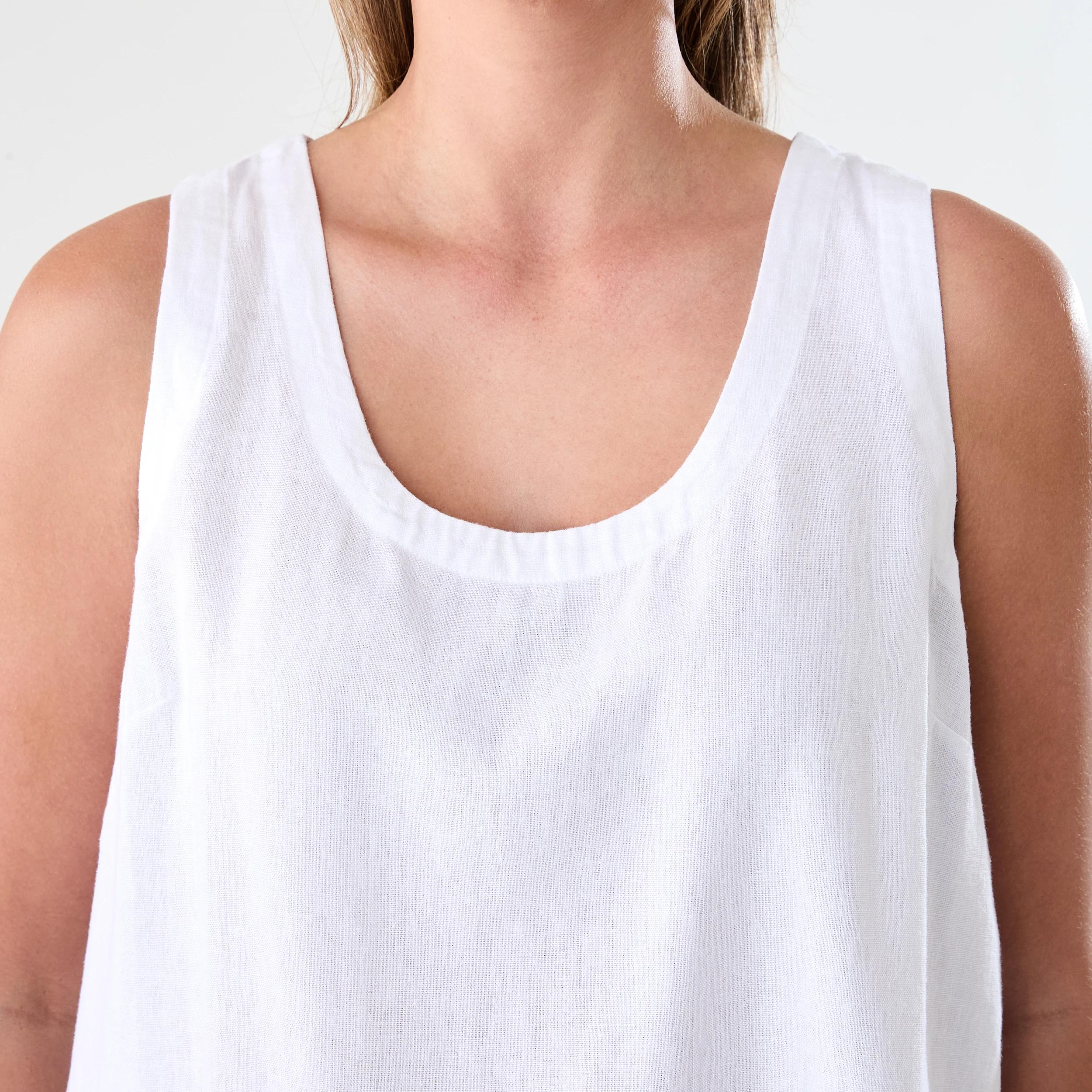 5 Sleeveless Linen Blend Scoop Neck Tank White, 5 of 6