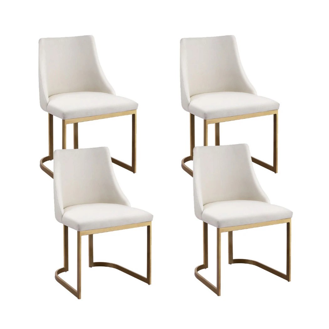 1 Artiss Dining Chairs Set of 4 Linen Fabric Frame - White, 1 of 5