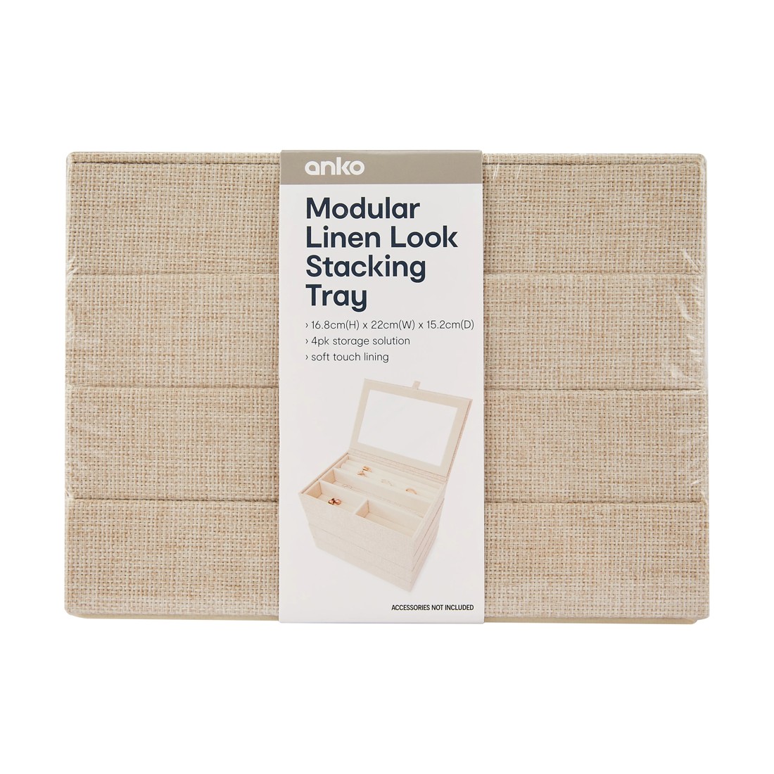8 4 Pack Modular Linen Look Stacking Tray, 8 of 8
