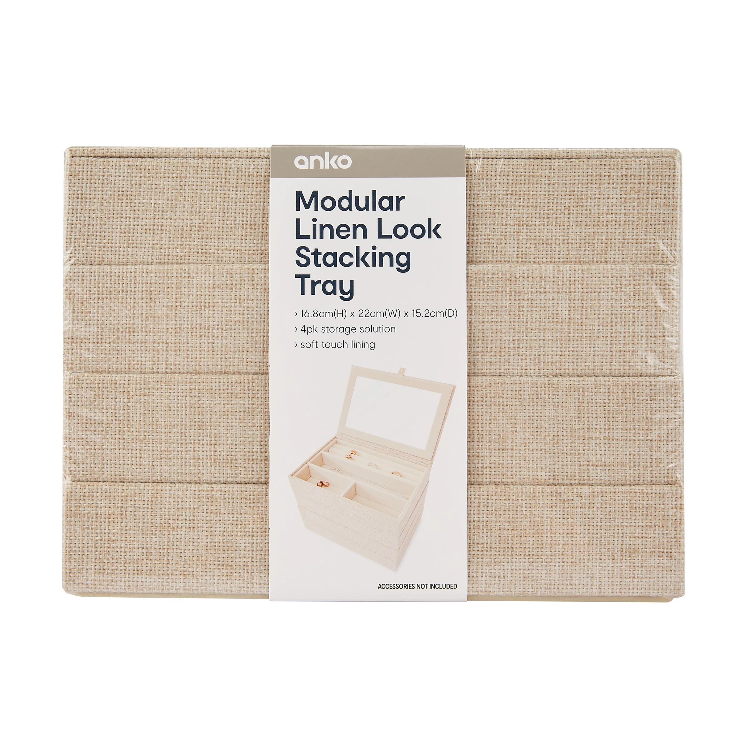 9 4 Pack Modular Linen Look Stacking Tray, 9 of 9