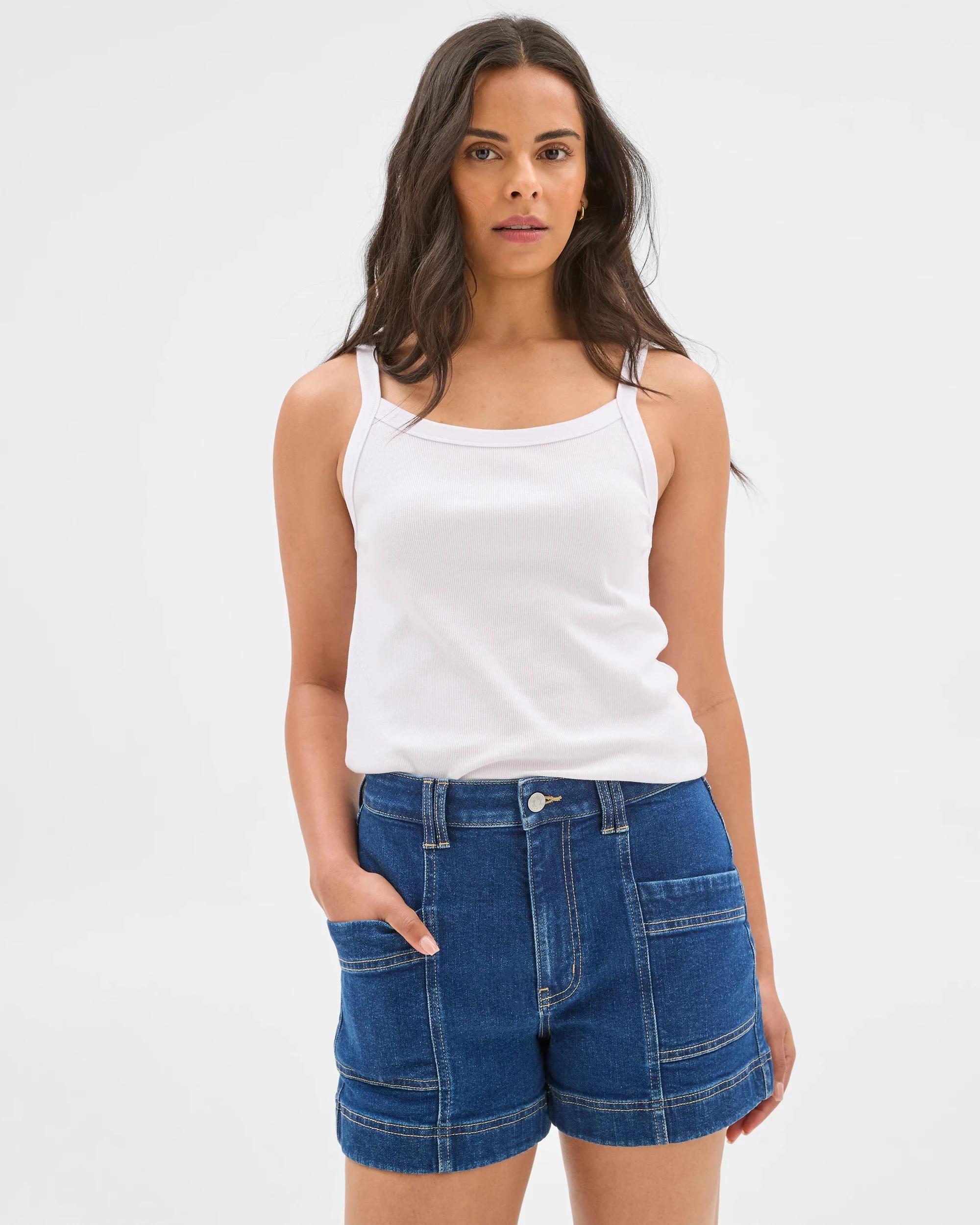 1 Target High Waist Panelled Denim Shorts RINSE BLUE, 1 of 6