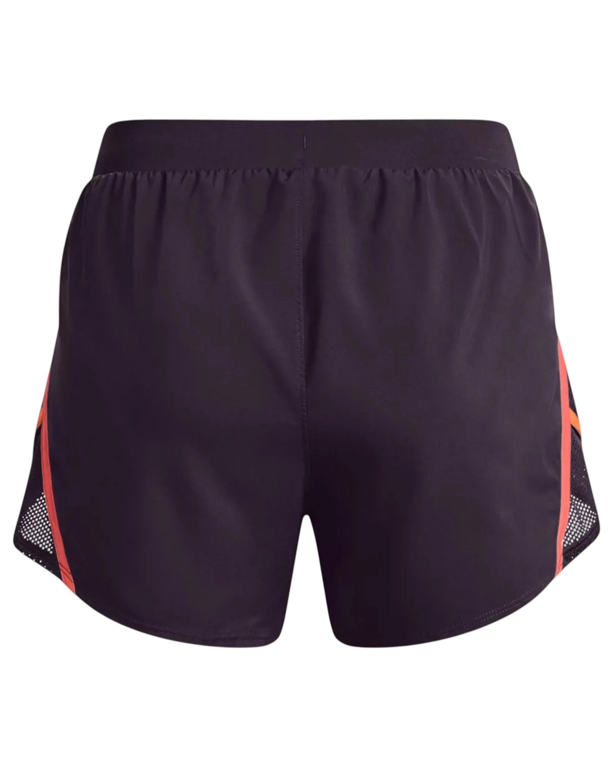 6 Under Armour Womens Dark Purple/ Orange Fly-By 2.0 Shorts DARK PURPLE/ORANGE, 6 of 6