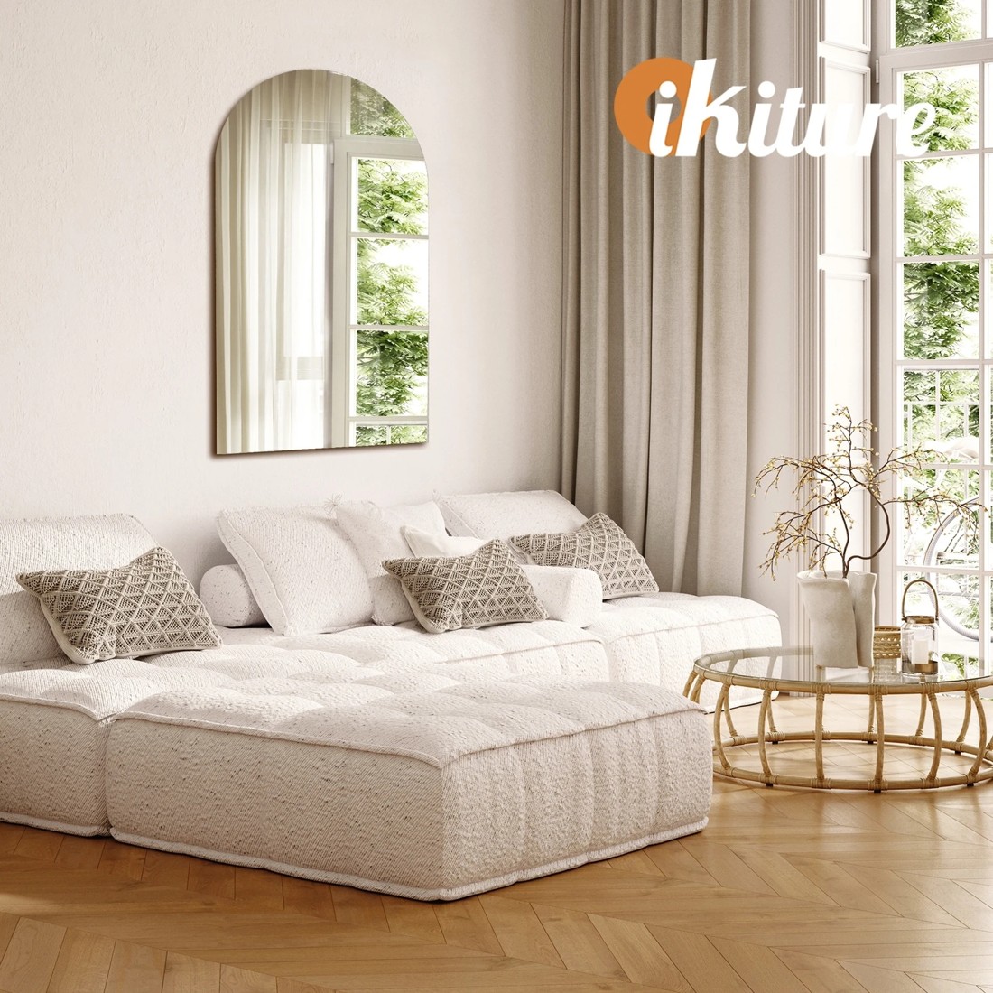 5 Oikiture Wall Mirrors 86x50cm Arched Makeup Mirror Bathroom Frameless
 - Clear, 5 of 9