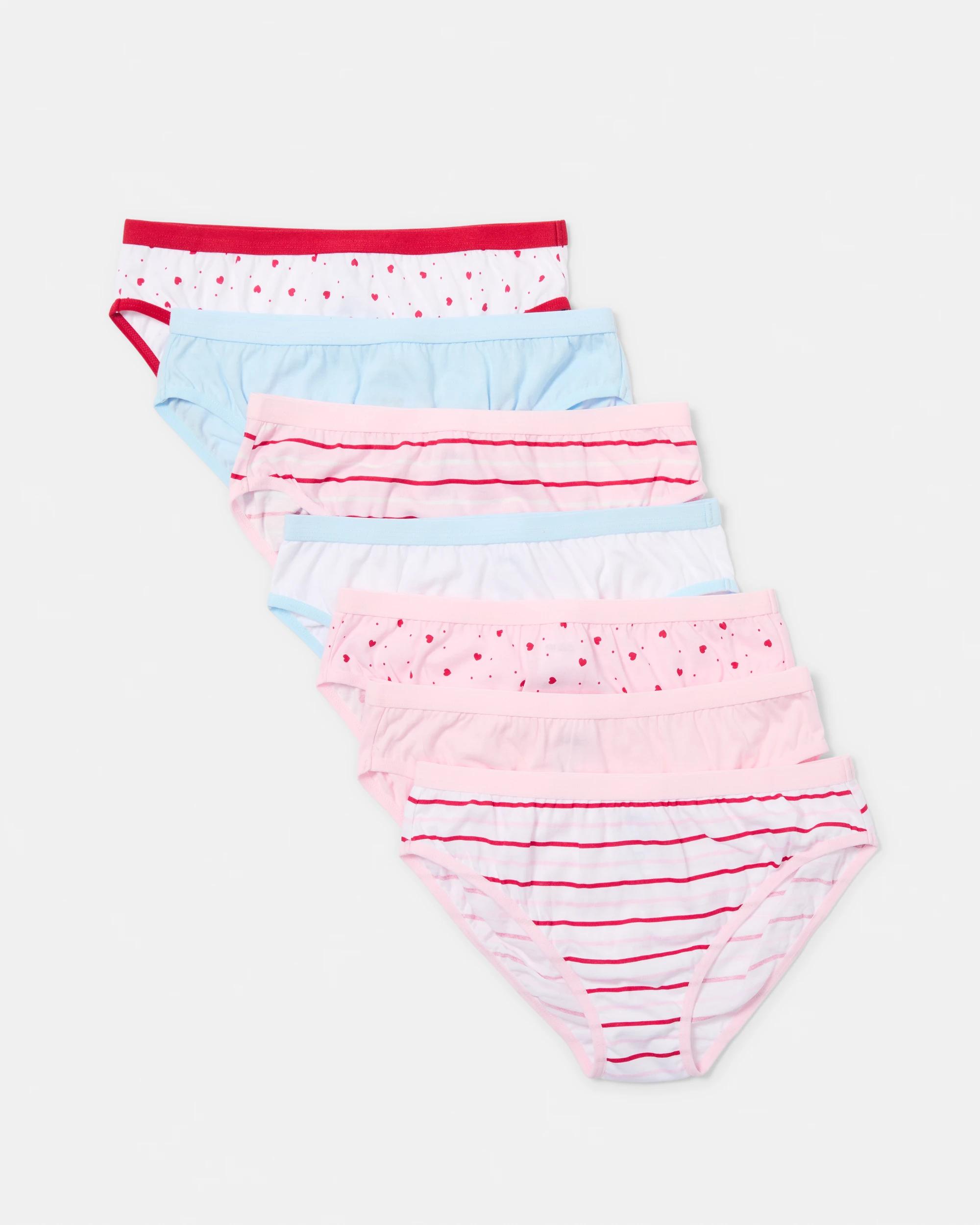 1 7 Pack Print Briefs Wht Hearts, 1 of 9