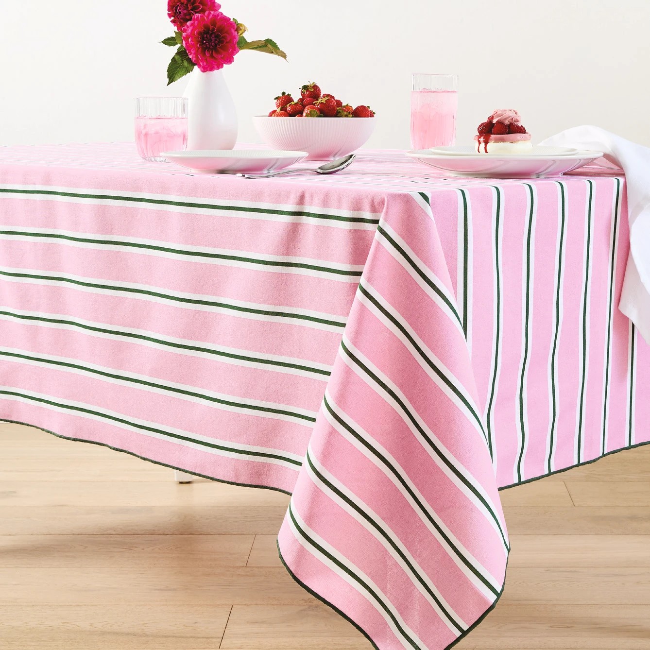 1 Pink Stripe Tablecloth, 1 of 5