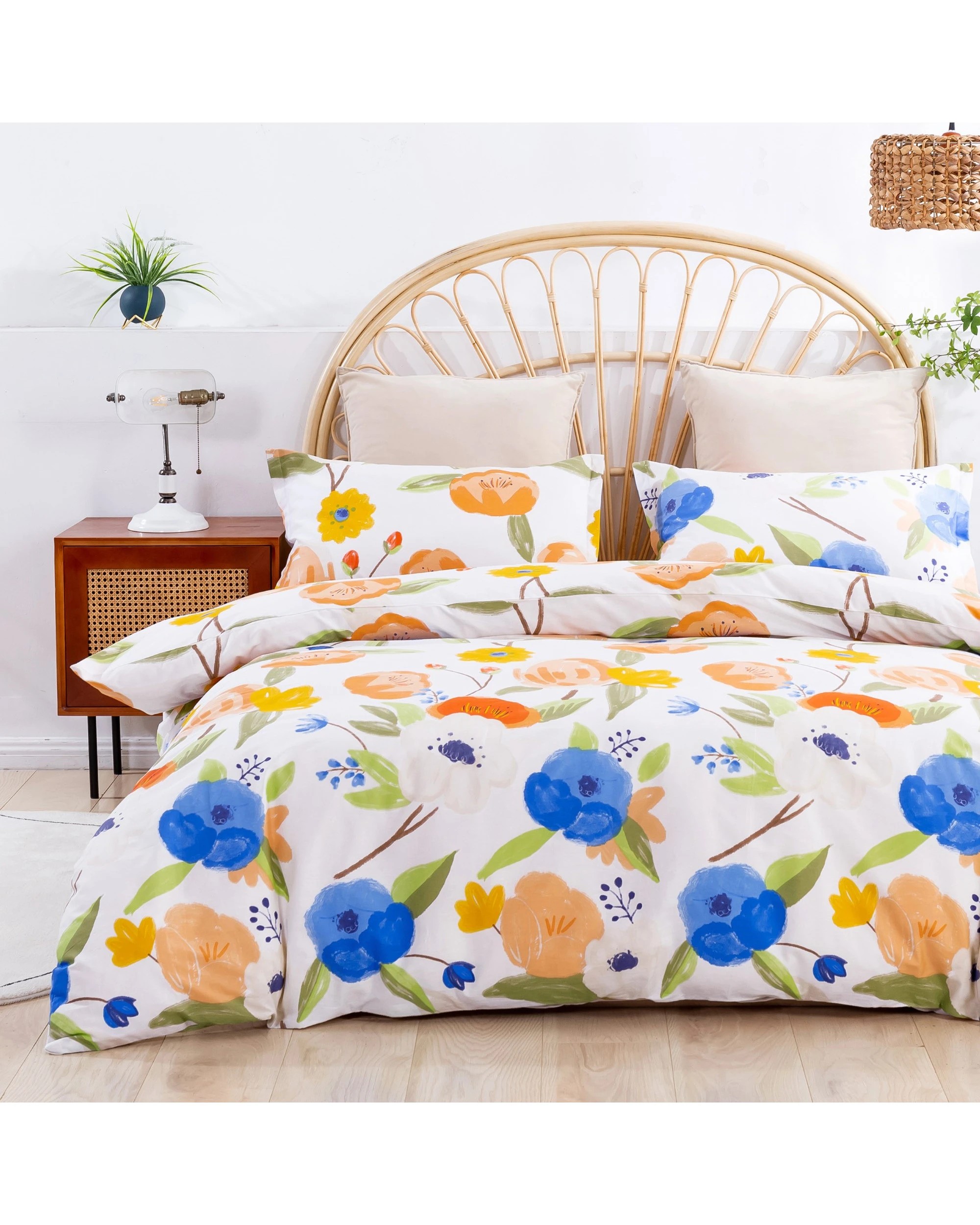 2 Dreamaker Lily 100% Cotton Quilt Cover Set - King Single Bed - Orange, 2 of 6