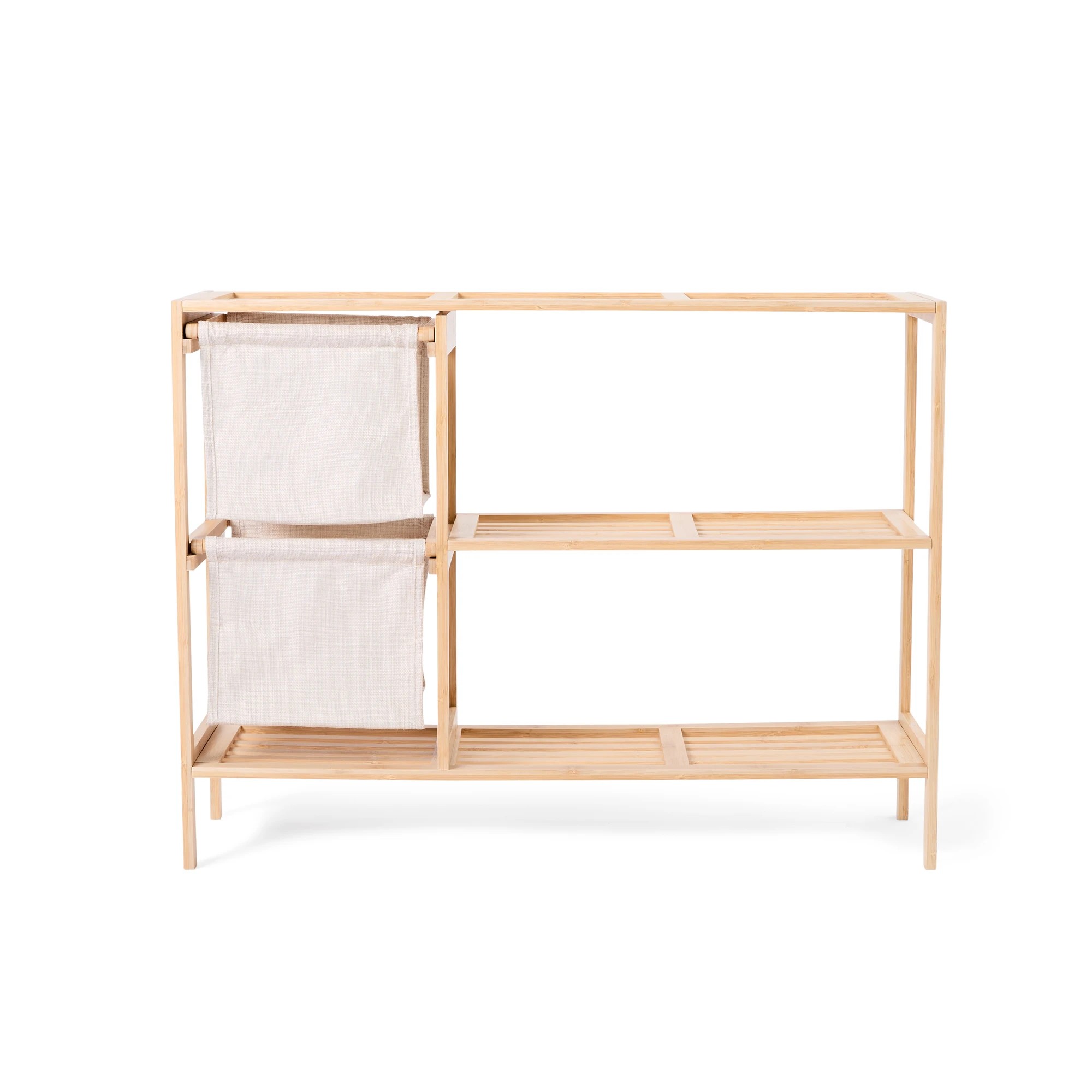 5 Linen Look Bamboo Shoe Storage with 2 Baskets, 5 of 10