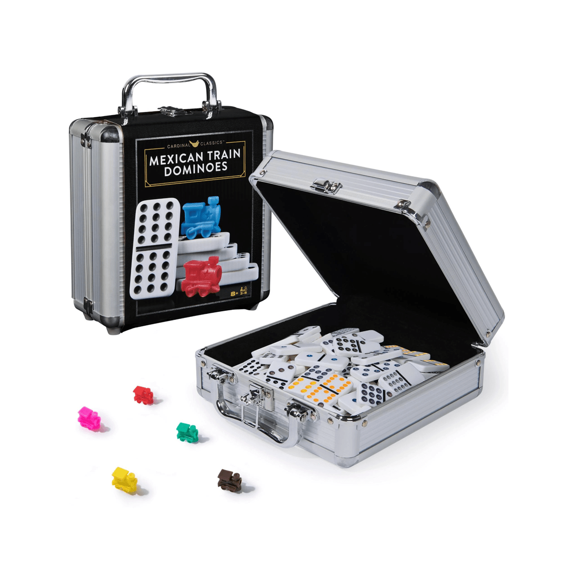 1 Cardinal Games Cardinal Classics Mexican Train Dominoes Set in Aluminium Carry Case, 1 of 7