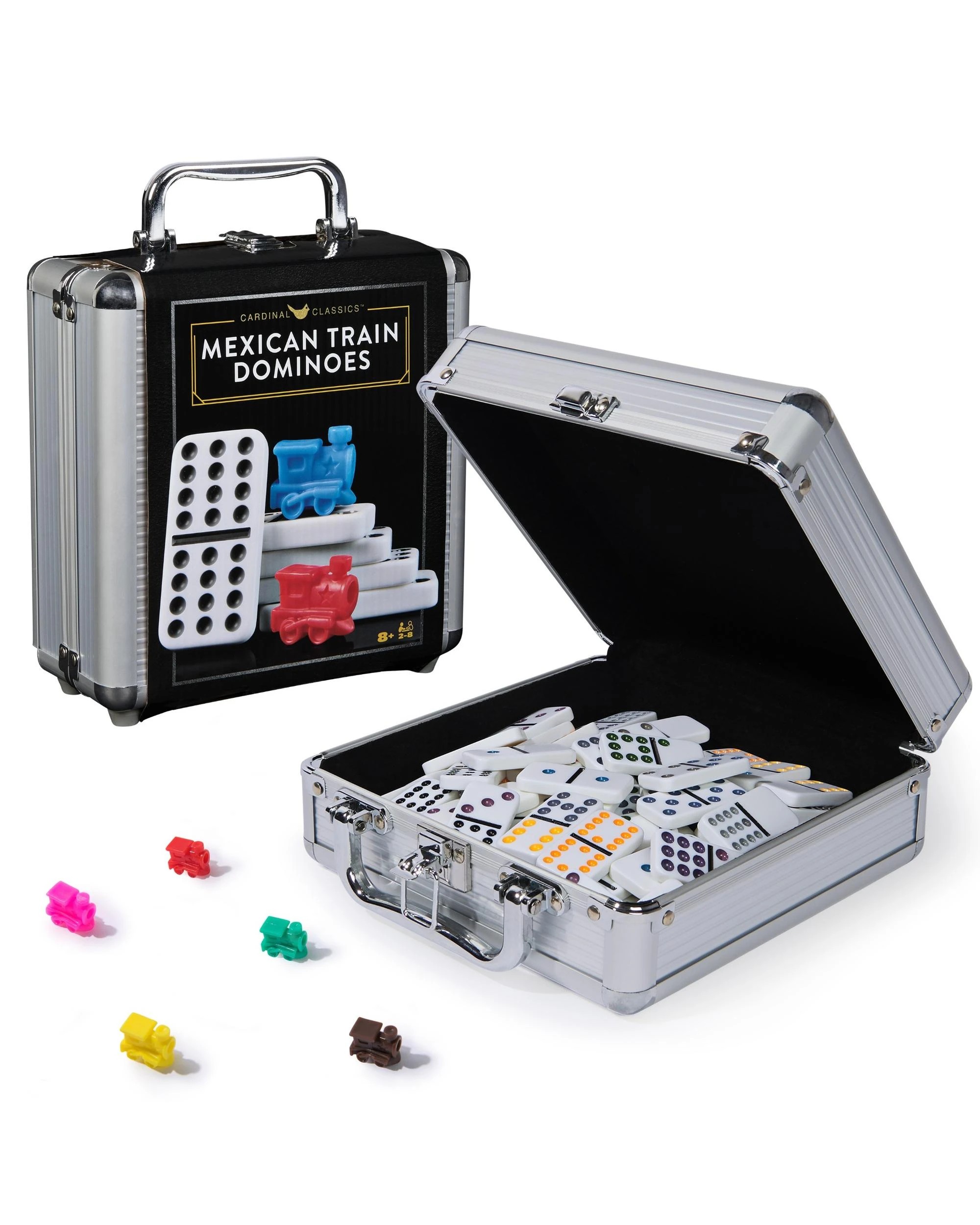 1 Cardinal Classics Mexican Train Dominoes Set in Aluminium Carry Case, 1 of 7