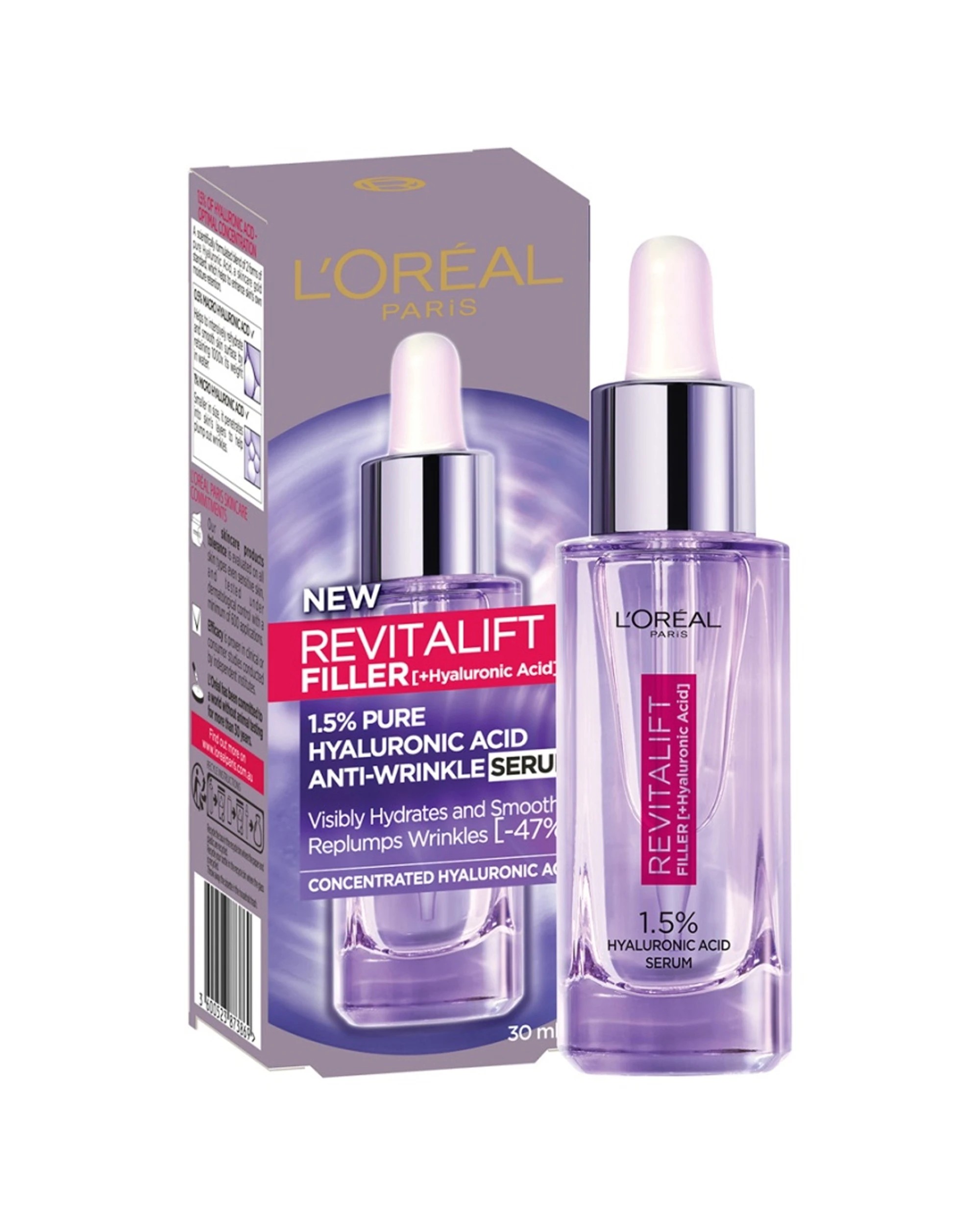 1 L'Oreal Paris Revitalift Filler 1.5 Percent Hyaluronic Acid Serum 30ml - Clear, 1 of 1