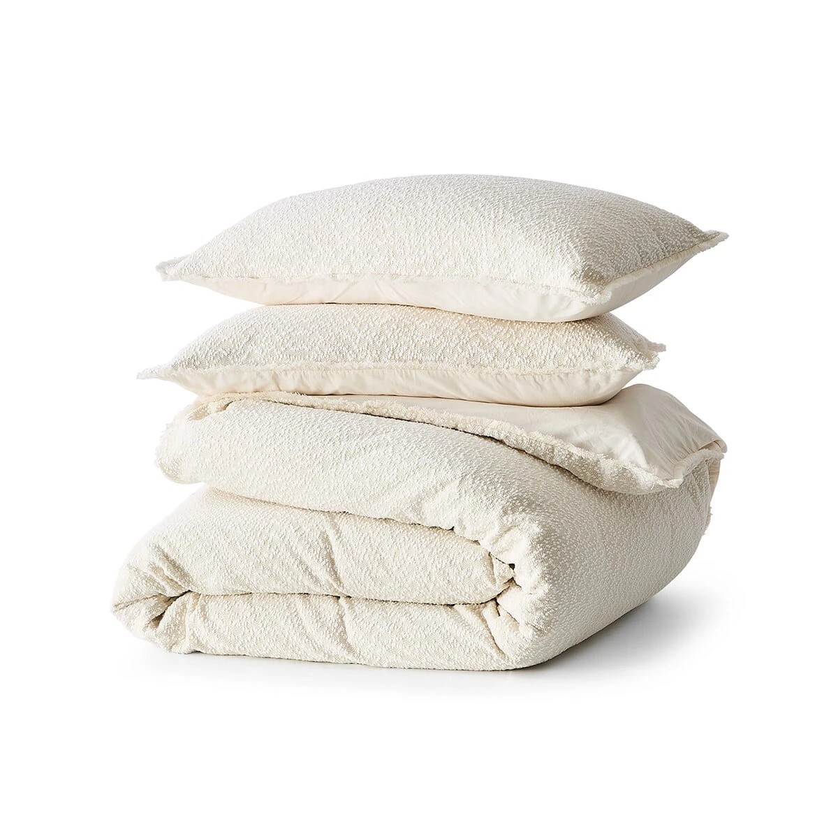 5 Boucle Quilt Cover Set - Double Bed, Beige, 5 of 6