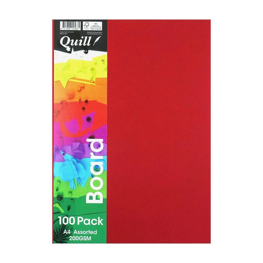 2 Quill A4 200gsm School Board Assorted 100 Pack, 2 of 2