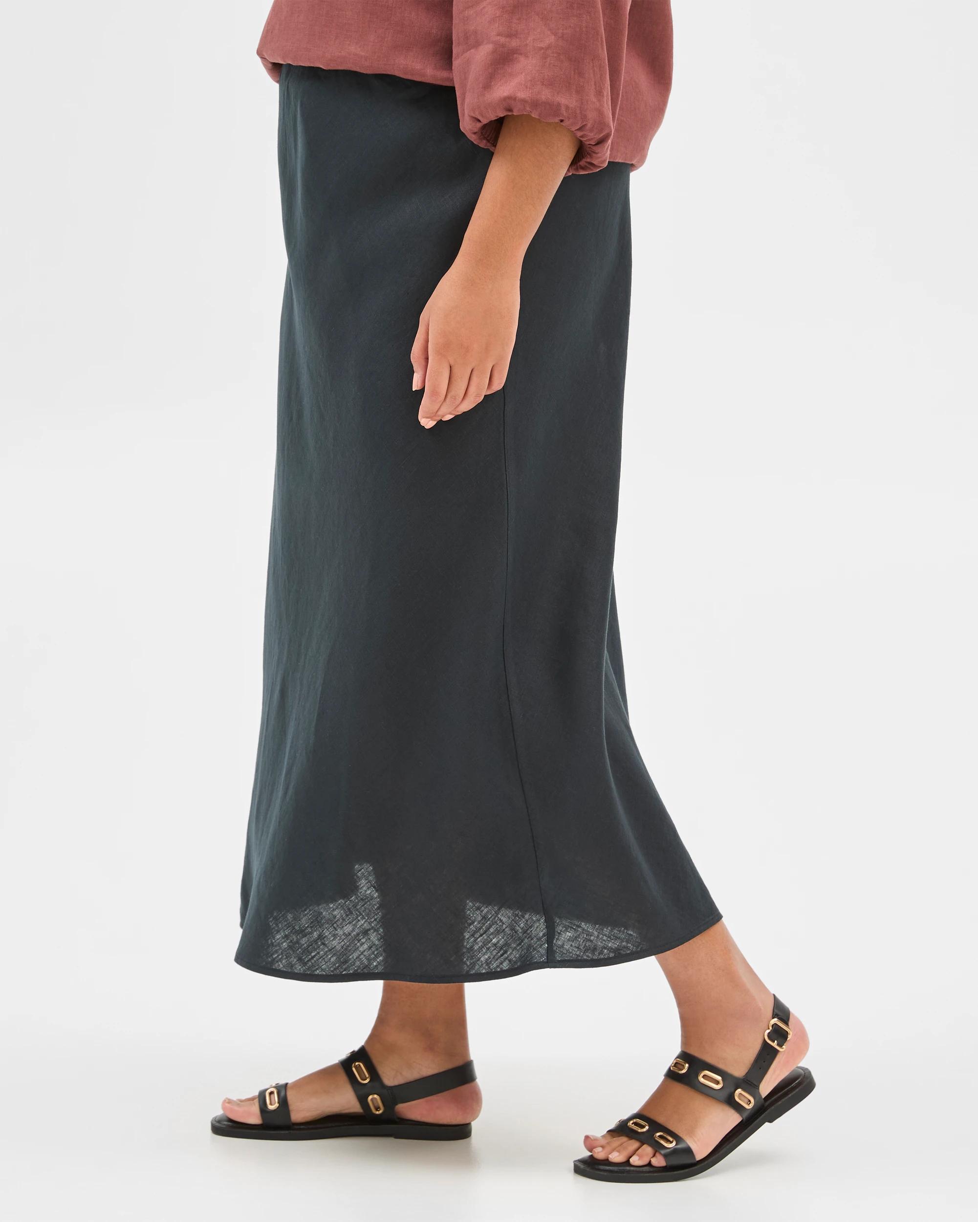3 Target Plus Size European Linen Midi Skirt BLACK, 3 of 6