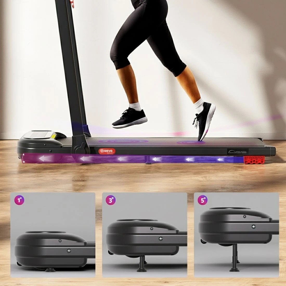 5 Everfit Treadmill Electric Walking Pad with Incline Foldable for Home Gym - Black, 5 of 7