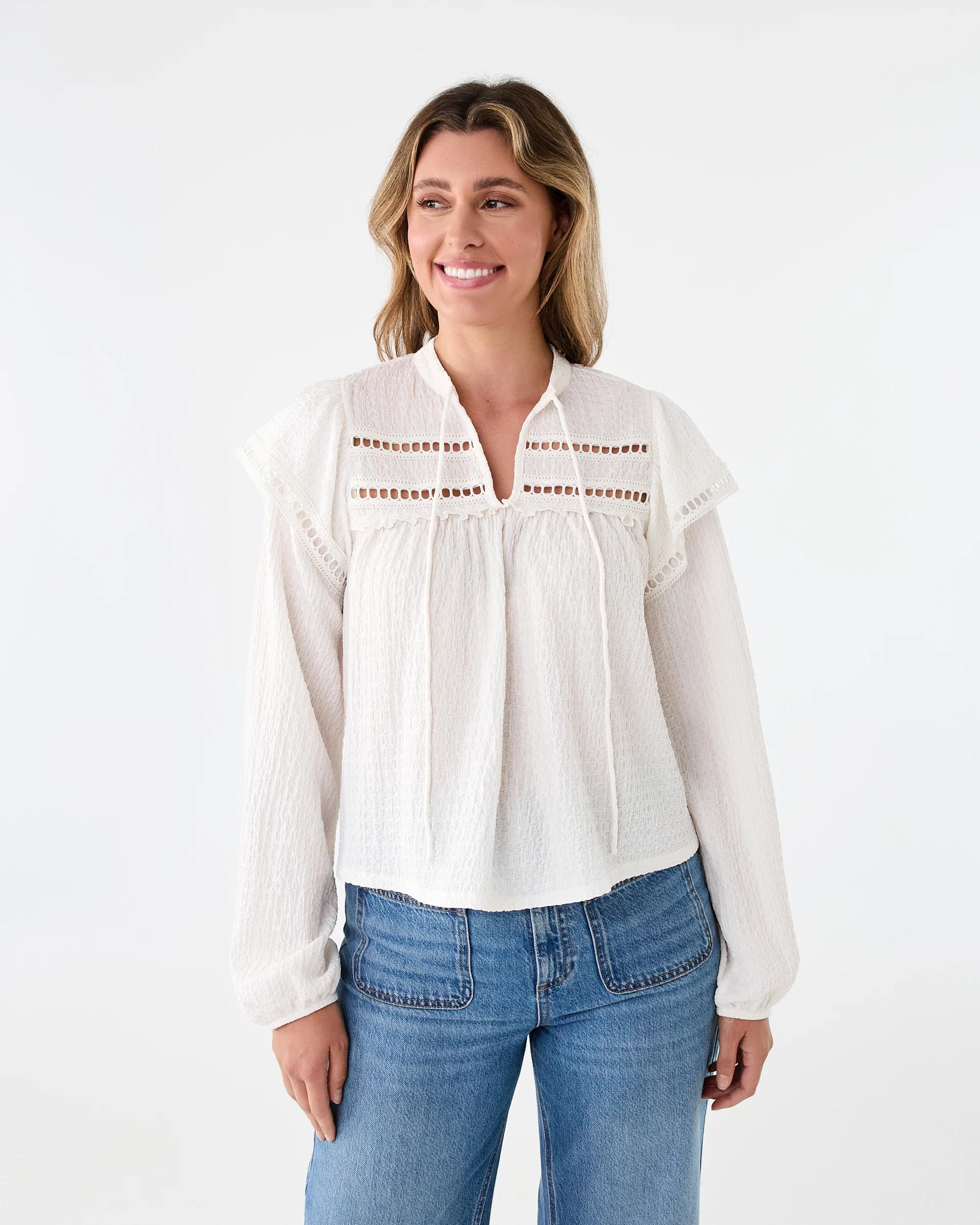 8 Long Sleeve Ruffle Detail Top Cld White, 8 of 8