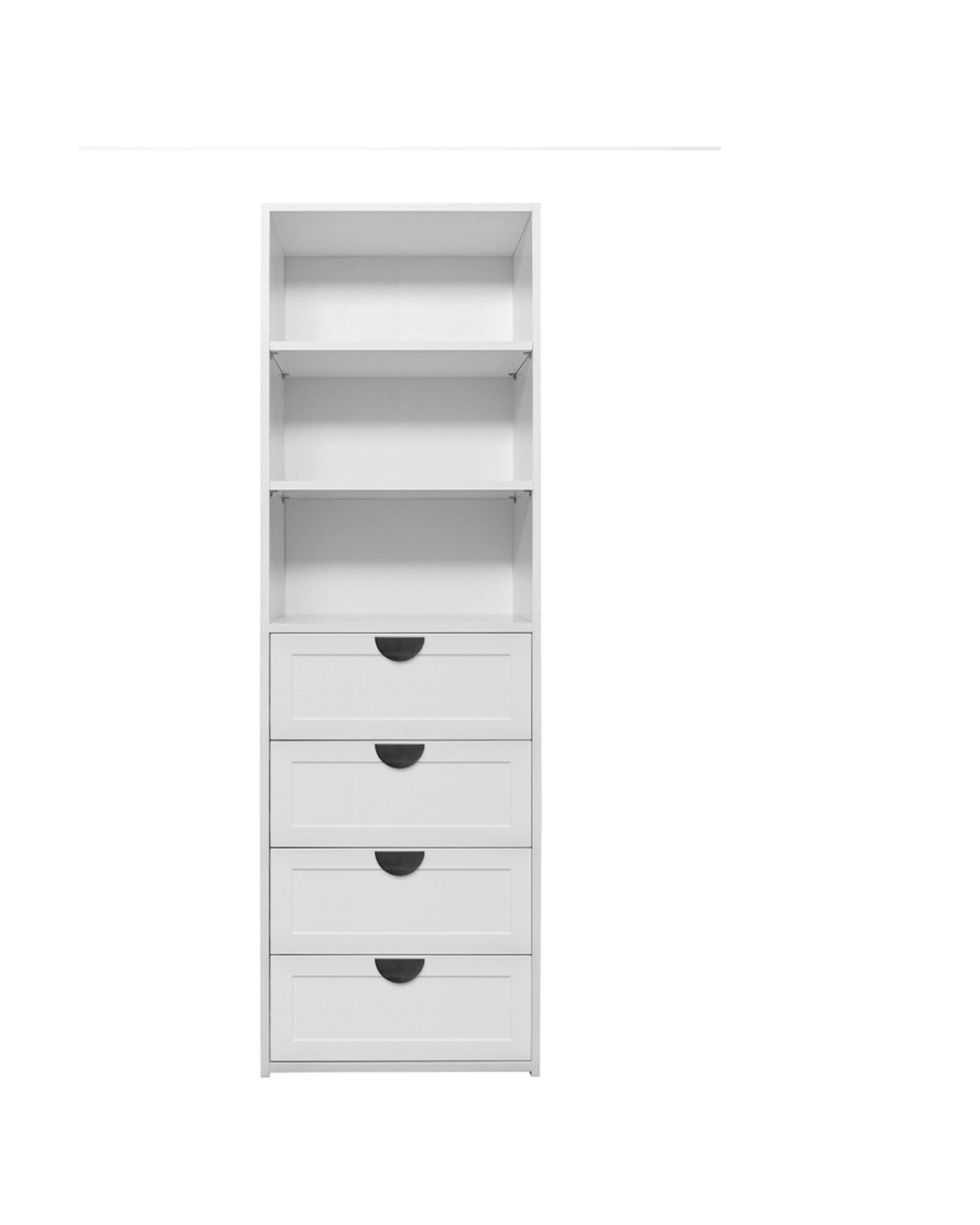 3 European Cabinetry Geneva Built In Wardrobe Hampton Panel Half Moon Handle - White, 3 of 3