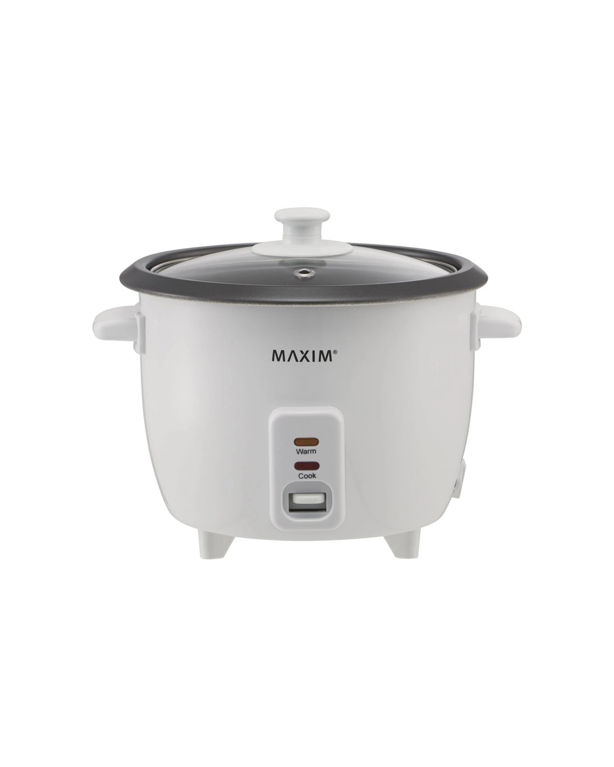 1 Maxim Rice Cooker 5 Cup 1 Litre Keep Warm Non-Stick Bowl Glass Lid With Steamer - White, 1 of 1