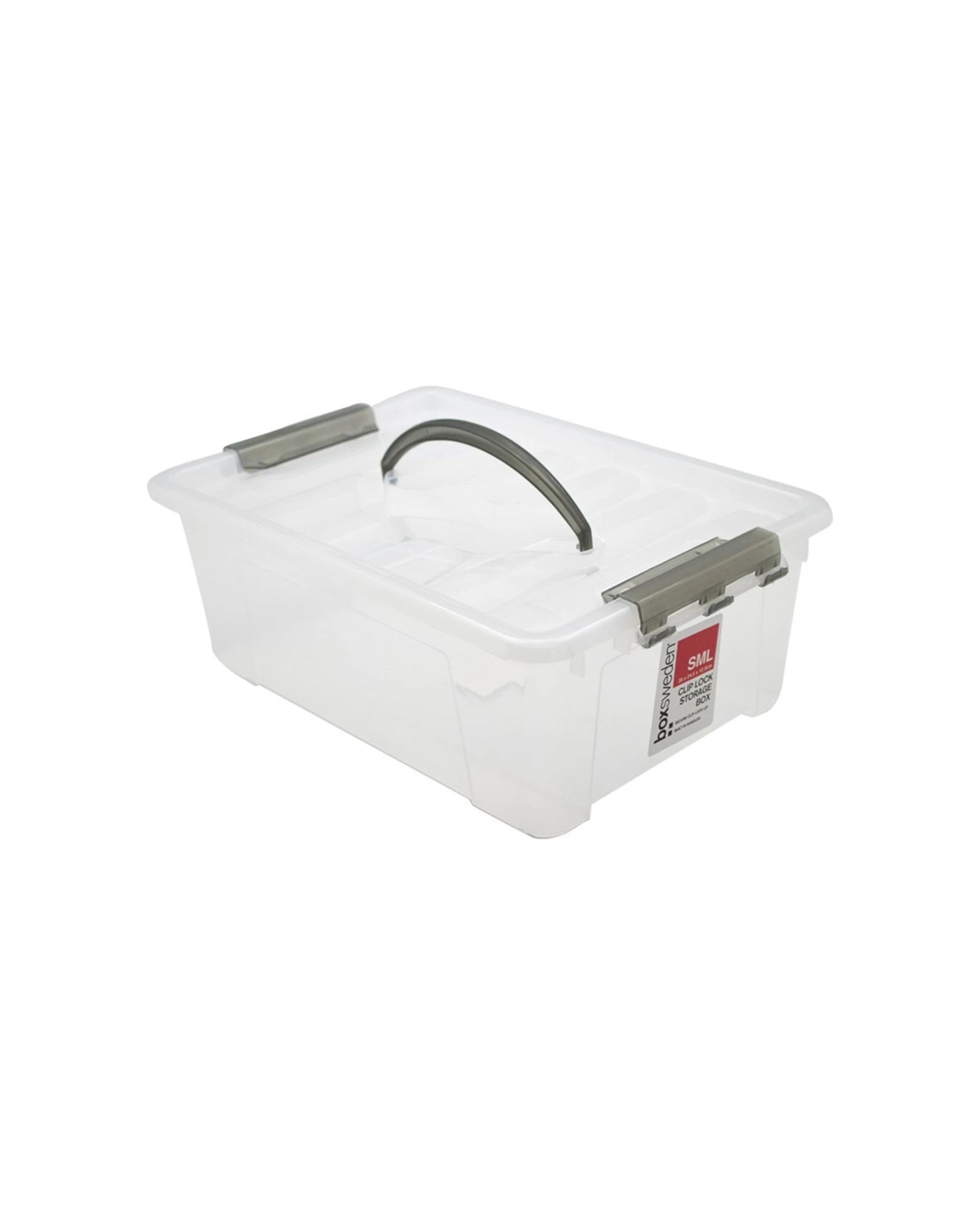 2 Boxsweden 3PK 8L 36cm Carry Storage Box Secure Storage Container Clip Lock - Plain, 2 of 3