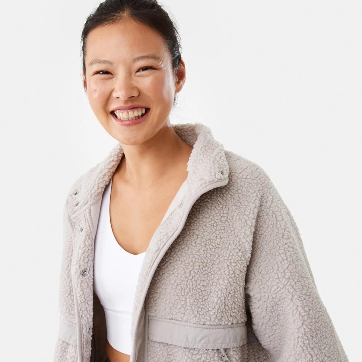 6 Active Womens Sherpa Patch Jacket Peak Grey, 6 of 9