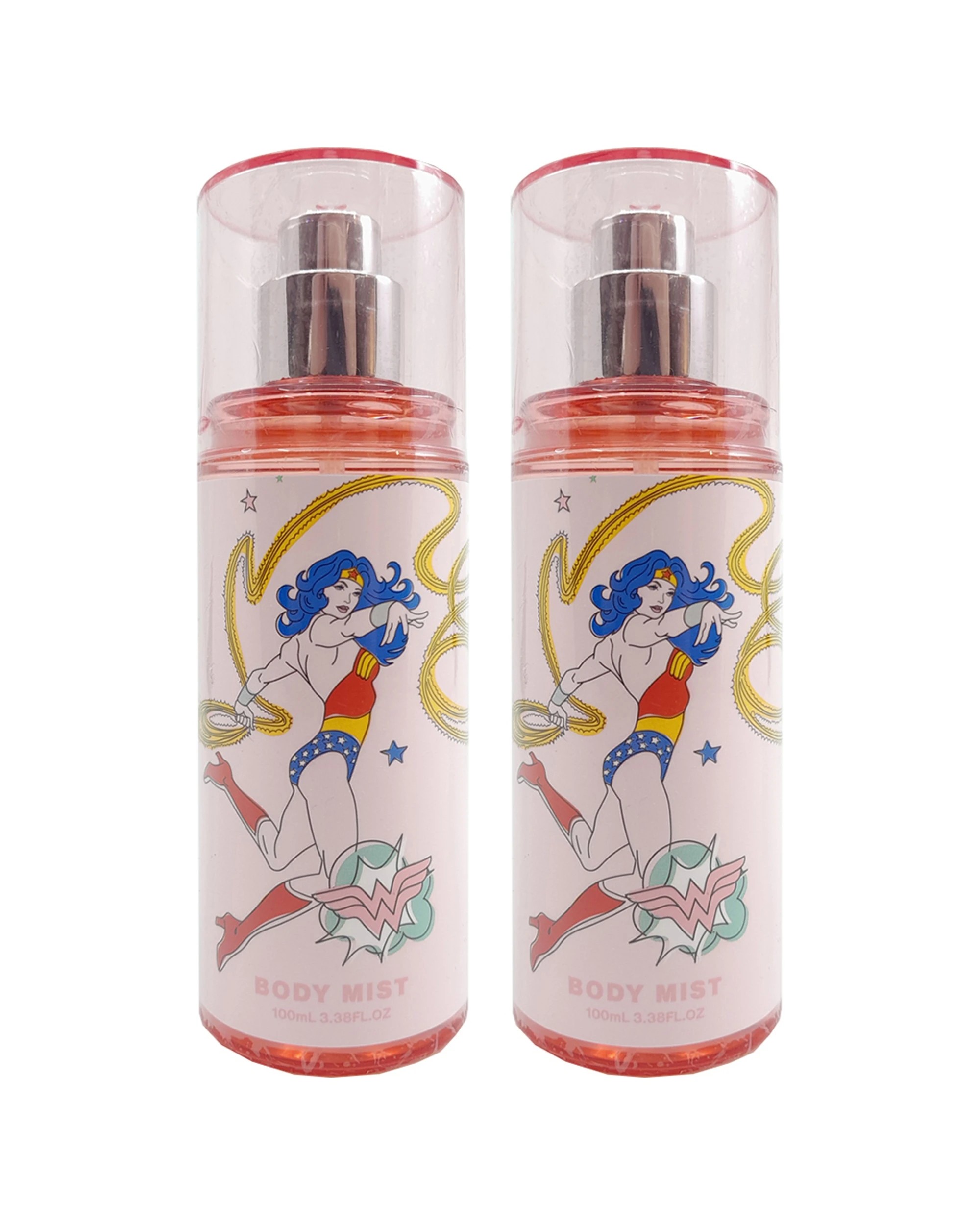 1 WONDER WOMAN 2x 100ml Body Mist Pleasant Fragrant Kids - Pink, 1 of 2