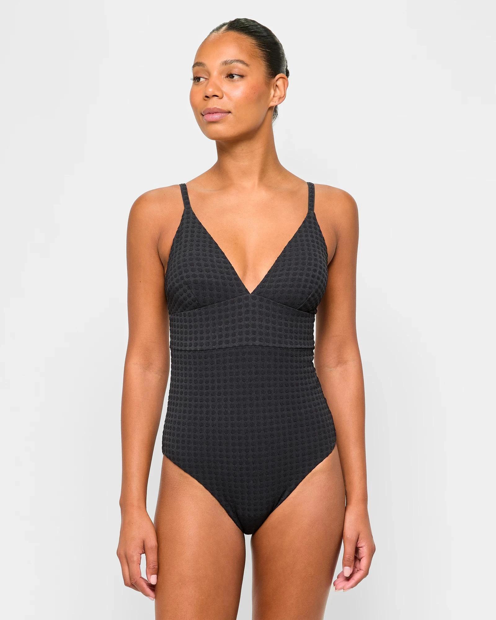 1 Target V-Front Textured One Piece Bathers - Shape Your Body BLACK, 1 of 9