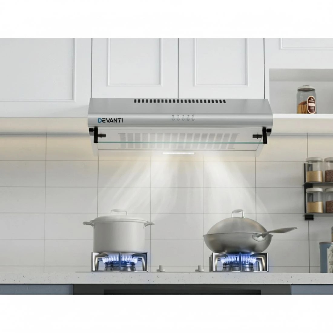 4 Devanti 600mm Range Hood 60cm Rangehood Stainless Steel - Silver, 4 of 6