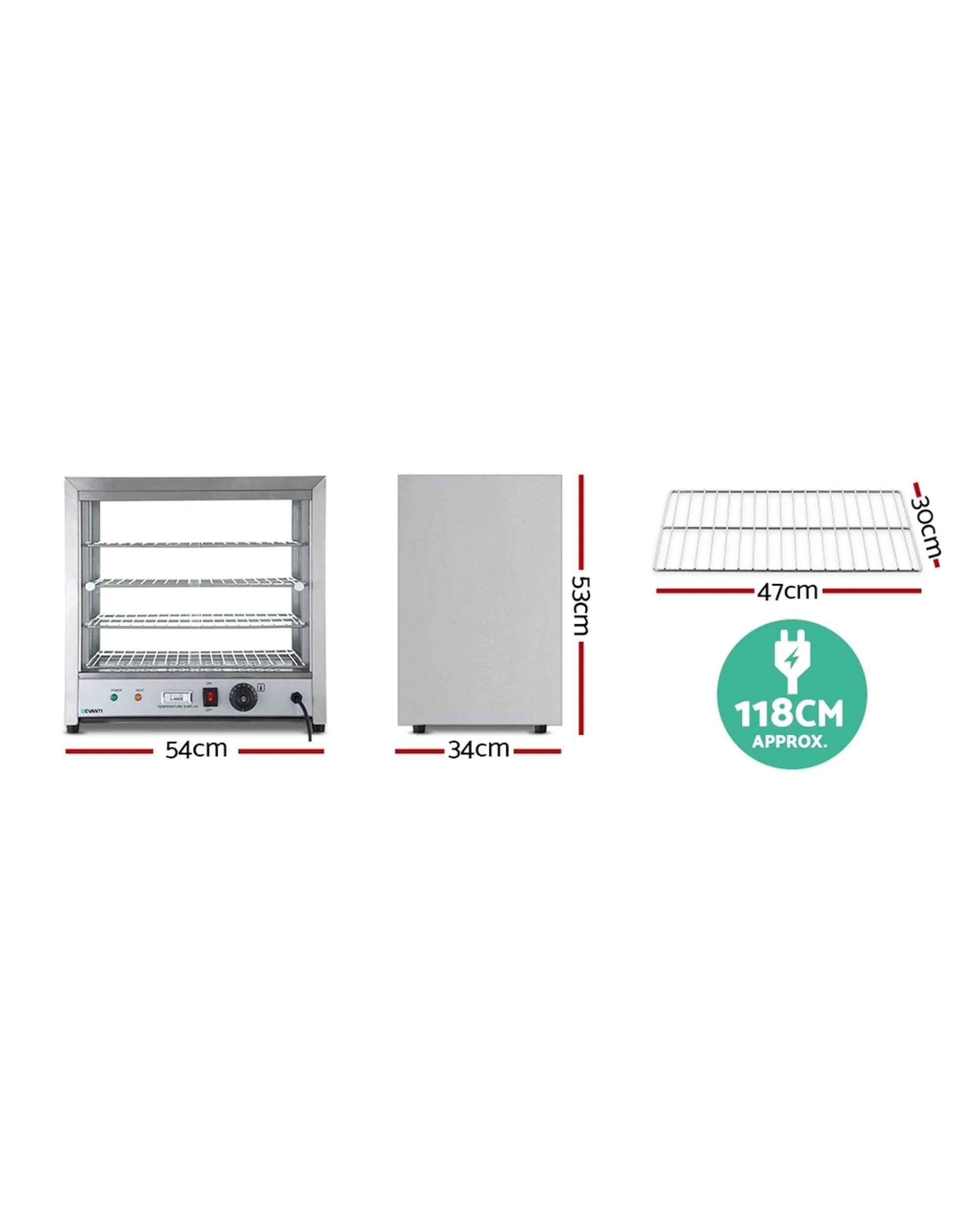 2 Devanti Commercial Food Warmer Hot Display Showcase Cabinet 54cm
 - Silver, 2 of 3