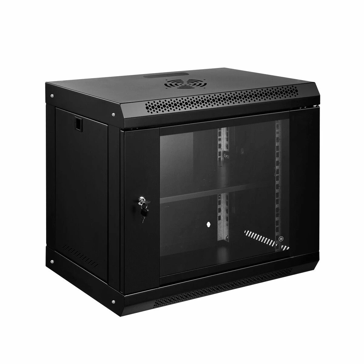 1 Ausway 12U Network Server Cabinet Rack Wall Mount Data Case Enclosure 19 Inch Deep with Locking Glass Door Removable, 1 of 9