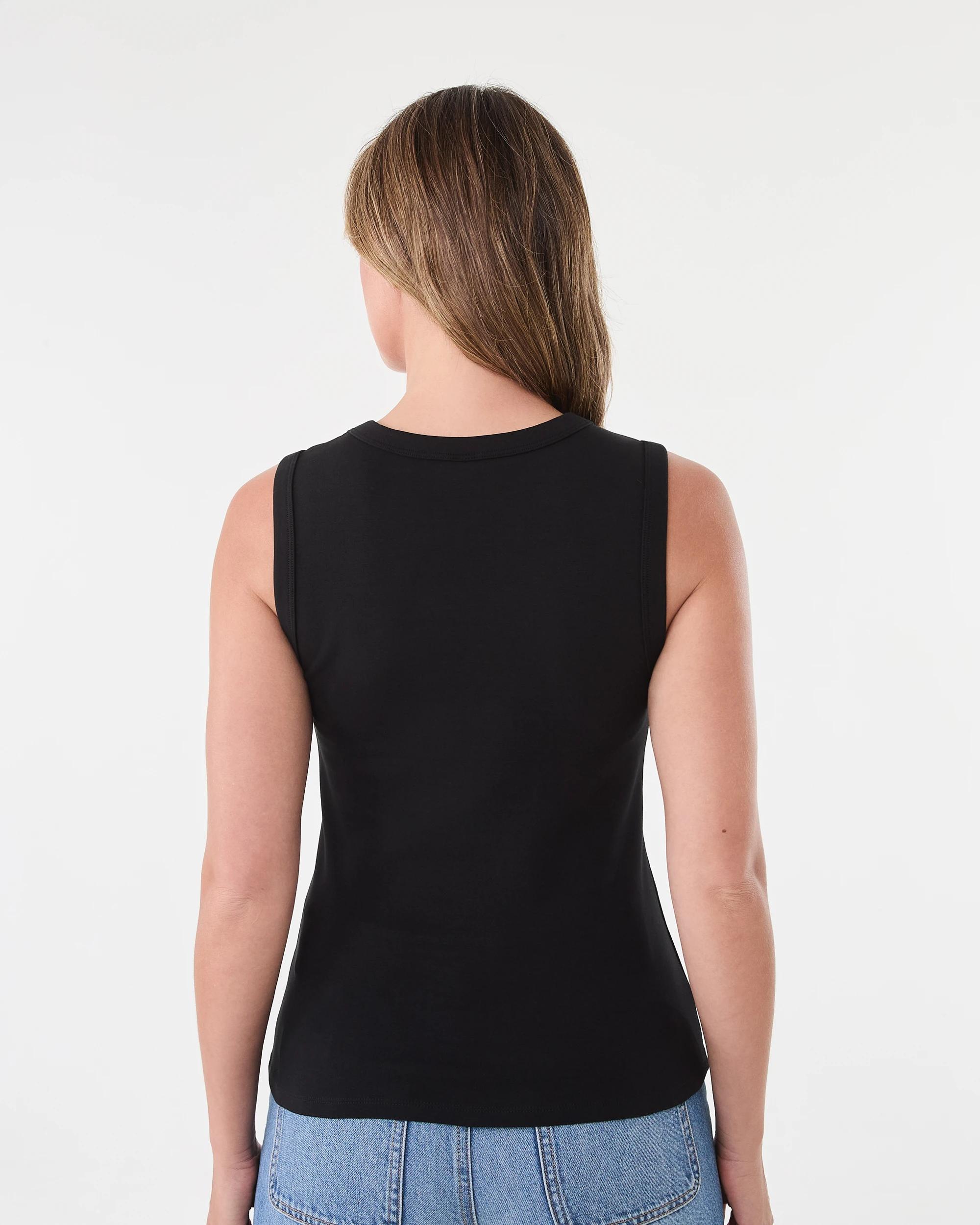 3 Sleeveless Elevated V-Neck Top Black, 3 of 5