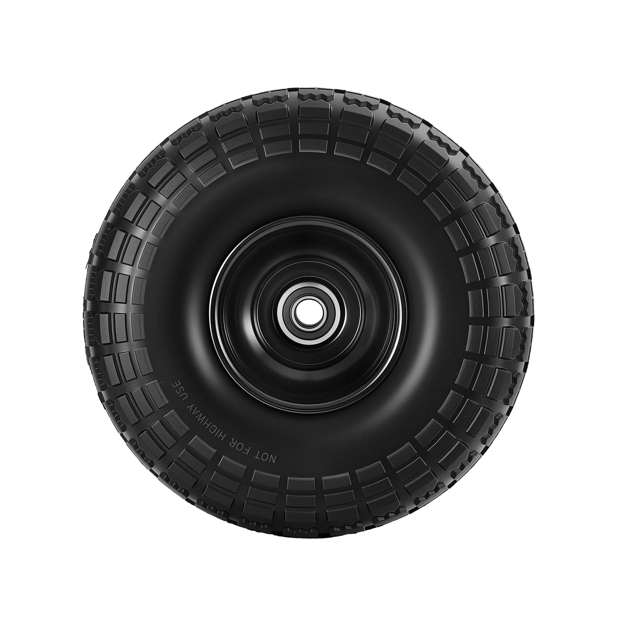 3 Gardeon 2pcs, 4.10/3.50-4 Tire And Wheel Flat Free, 26cm Solid Rubber Tires with 5/8 Axle Bore Hole - Black, 3 of 9