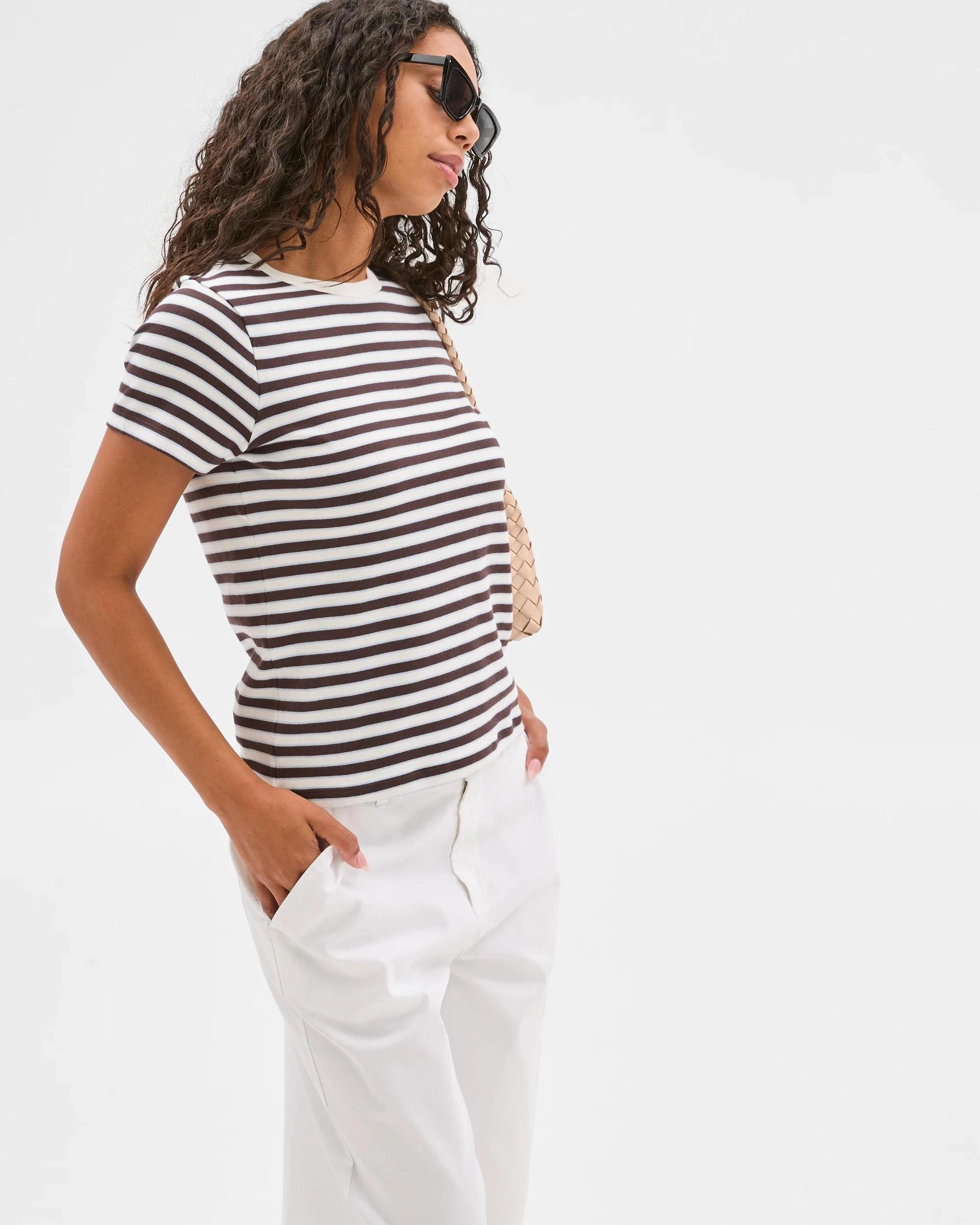 3 Target Australian Cotton Interlock Neat T-Shirt CLOUD DANCER/BRUNETTE/HYDRANGEA, 3 of 6