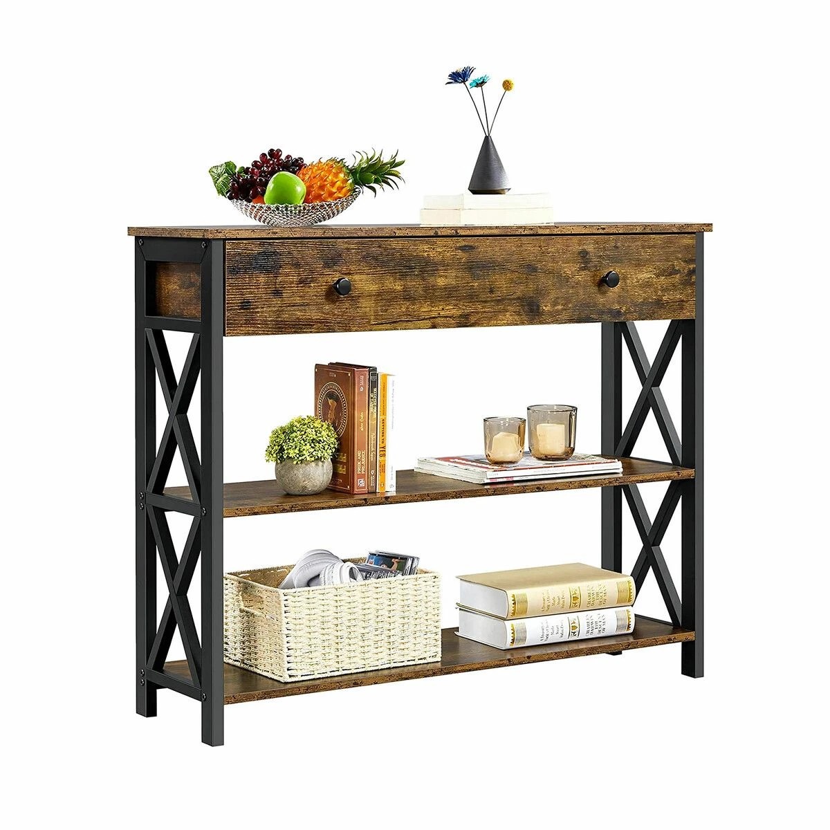 8 LUXSUITE Industrial Console Table with Drawer Hall Entryway, 8 of 8