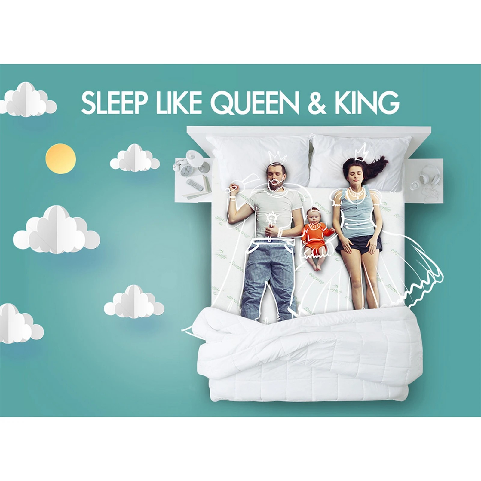5 Starry Eucalypt Memory Foam Mattress Topper 5cm Ventilated Cool Gel - Queen Bed, 5 of 10
