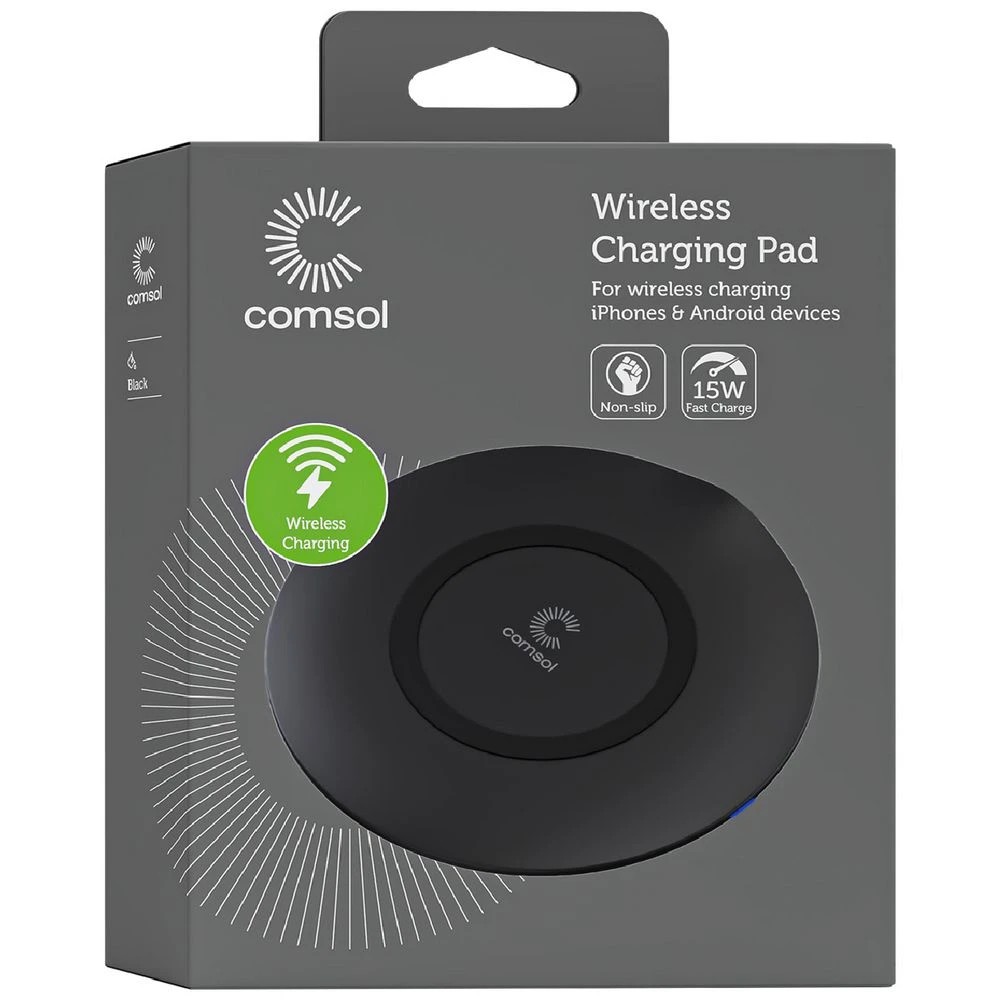 3 Comsol 15W Wireless Fast Charging Pad Grey, 3 of 4