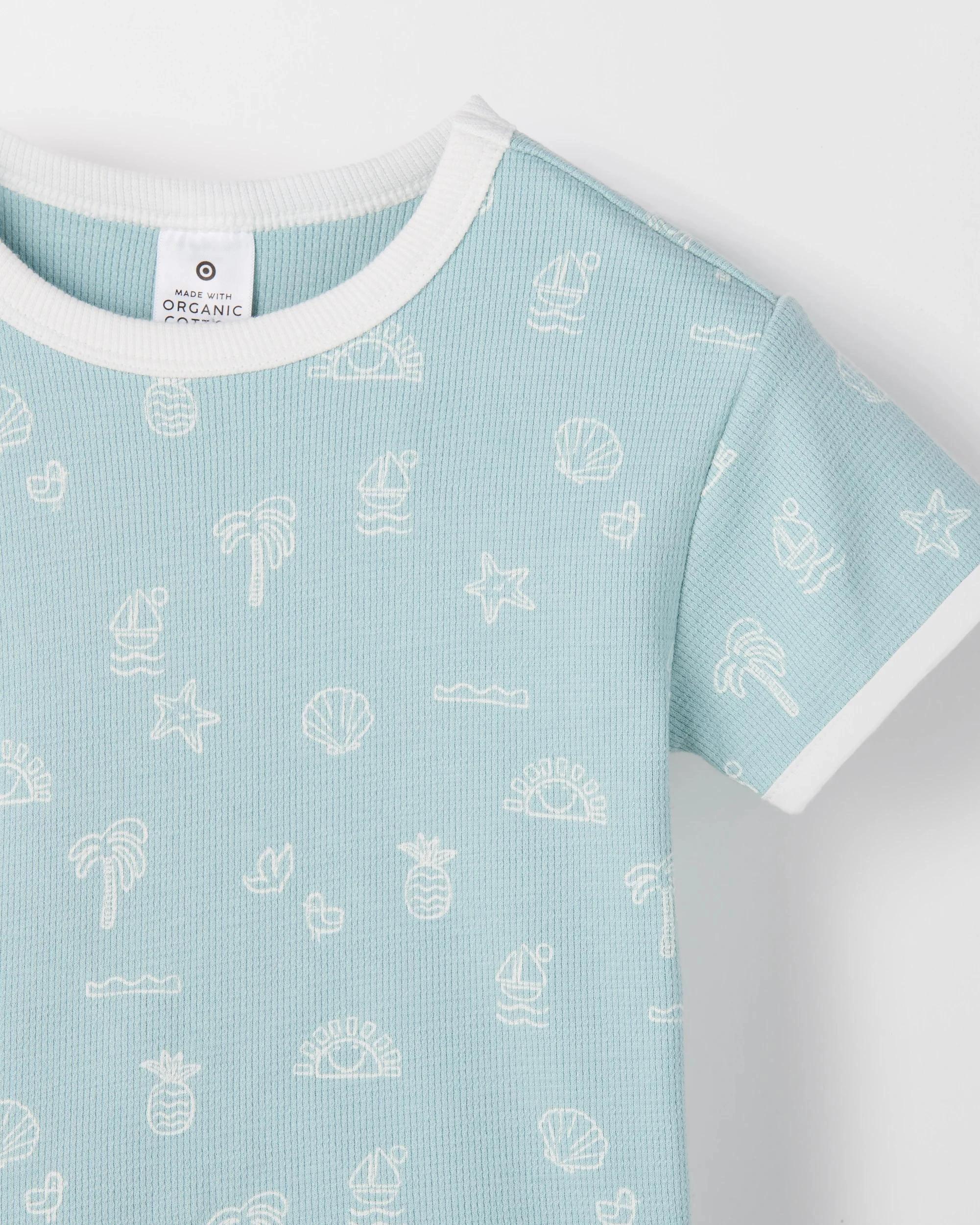 4 Target Organic Cotton Baby Waffle Top and Short 2 Piece Set BLUE, 4 of 5