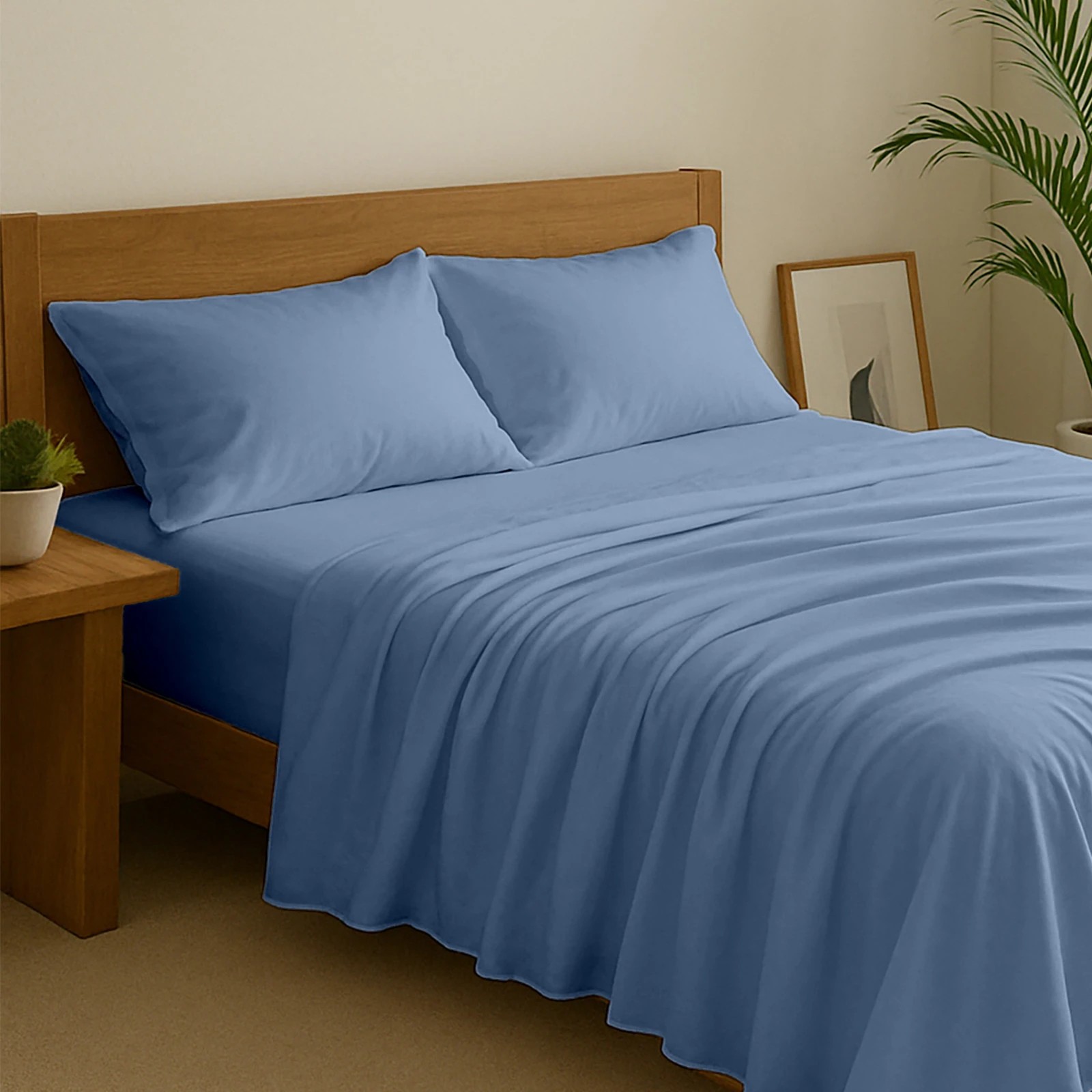 5 Royal Comfort Opulence Washed Microfibre Sheet Set - King Single Bed - Blue, 5 of 5