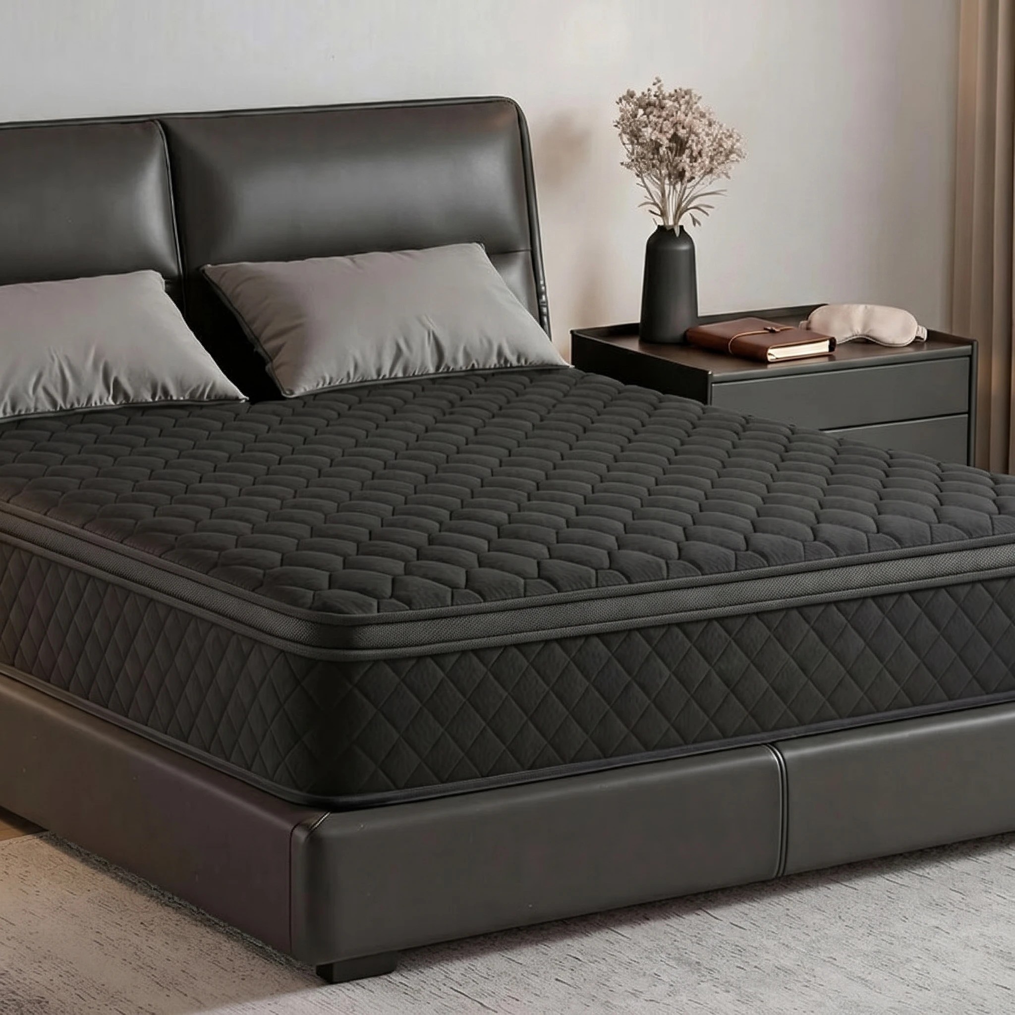 4 Giselle Bedding Mattress 34cm 5-Zone Pocket Spring Support - King Single Bed - Black, 4 of 9